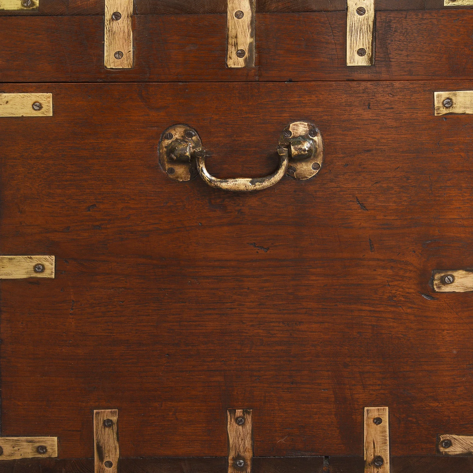 Brass Bound Teak Military Chest From Burma - 19th Century - Image 10