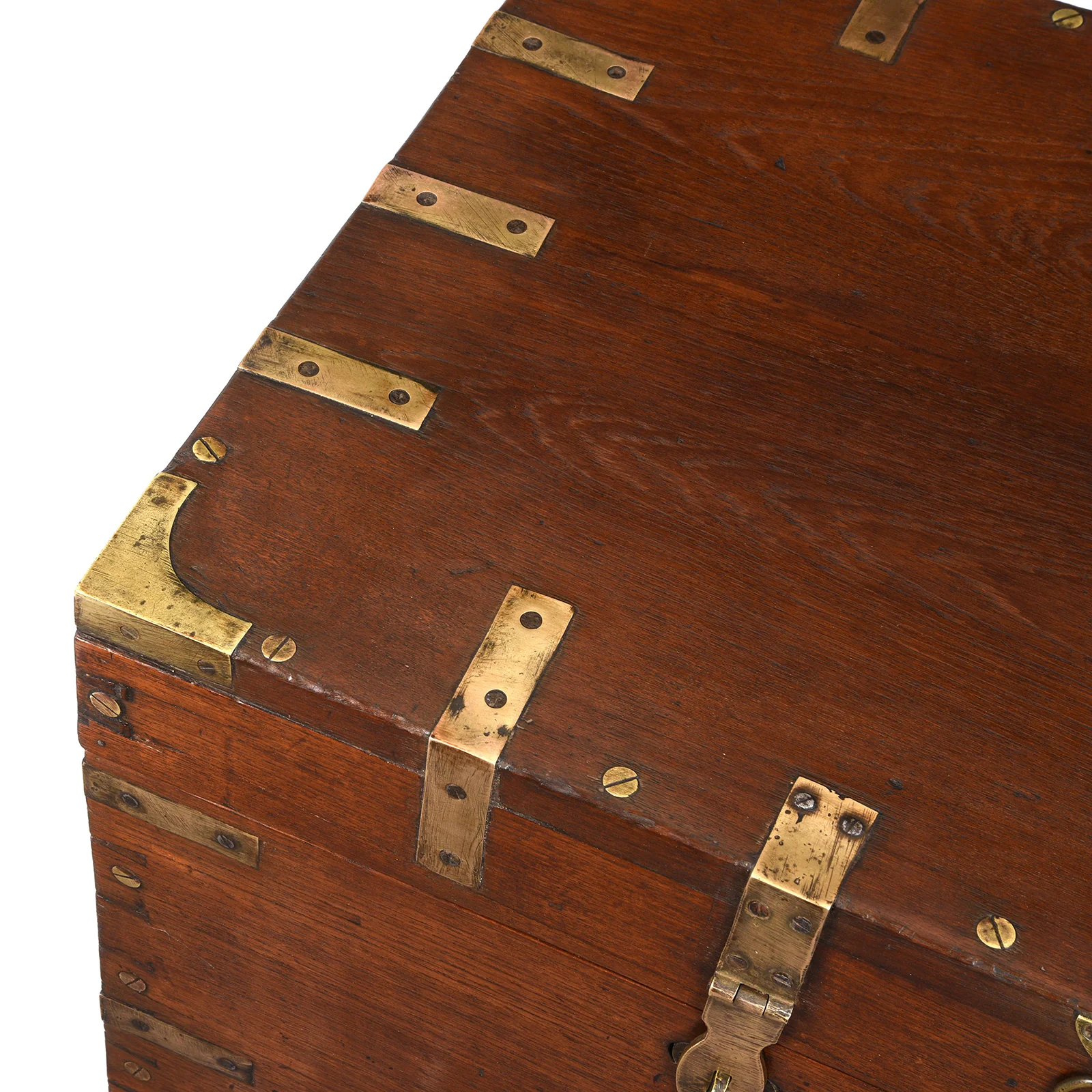 Brass Bound Teak Military Chest From Burma - 19th Century - Image 11