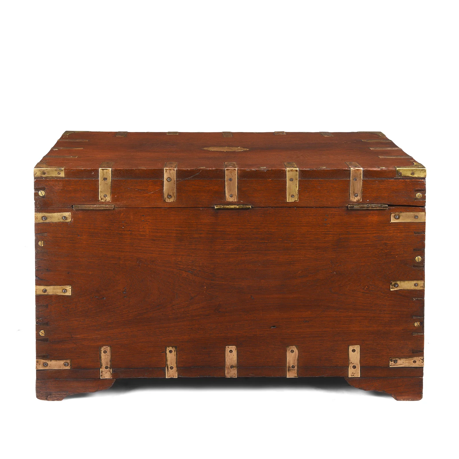 Brass Bound Teak Military Chest From Burma - 19th Century - Image 12