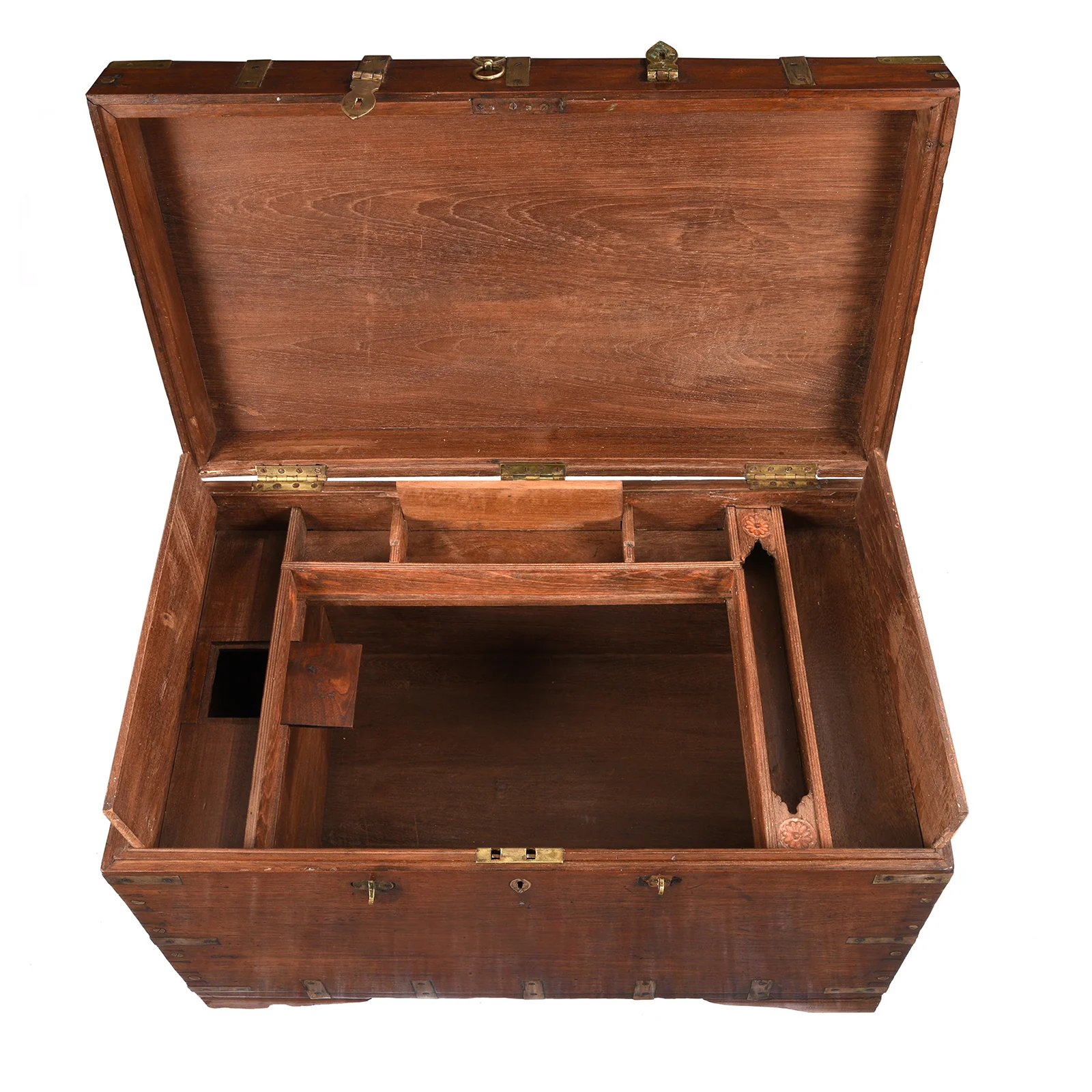 Brass Bound Teak Military Chest From Burma - 19th Century - Image 5