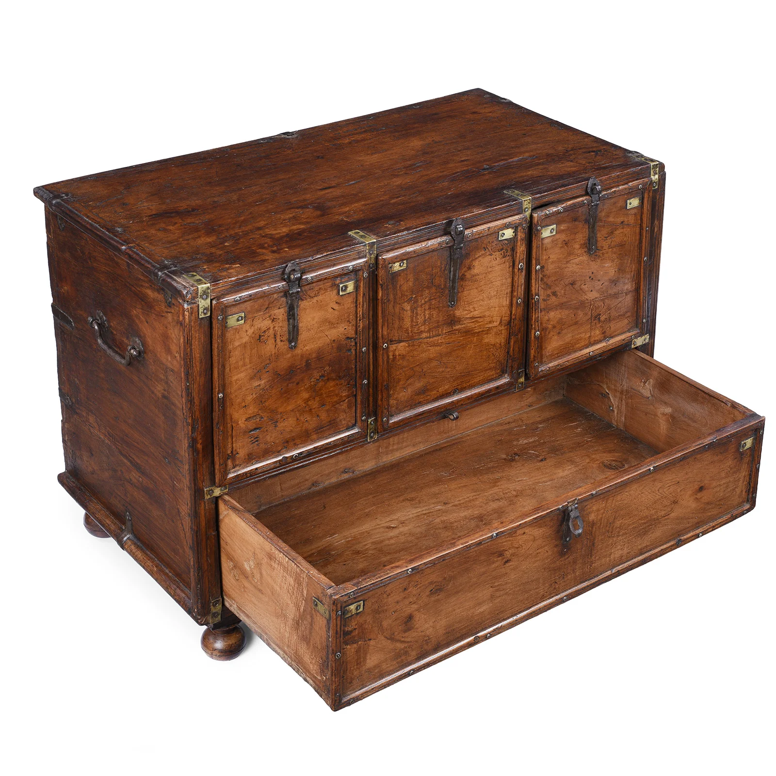 Brass Bound Teak Military Chest Of Drawers - 18th Century - Image 7