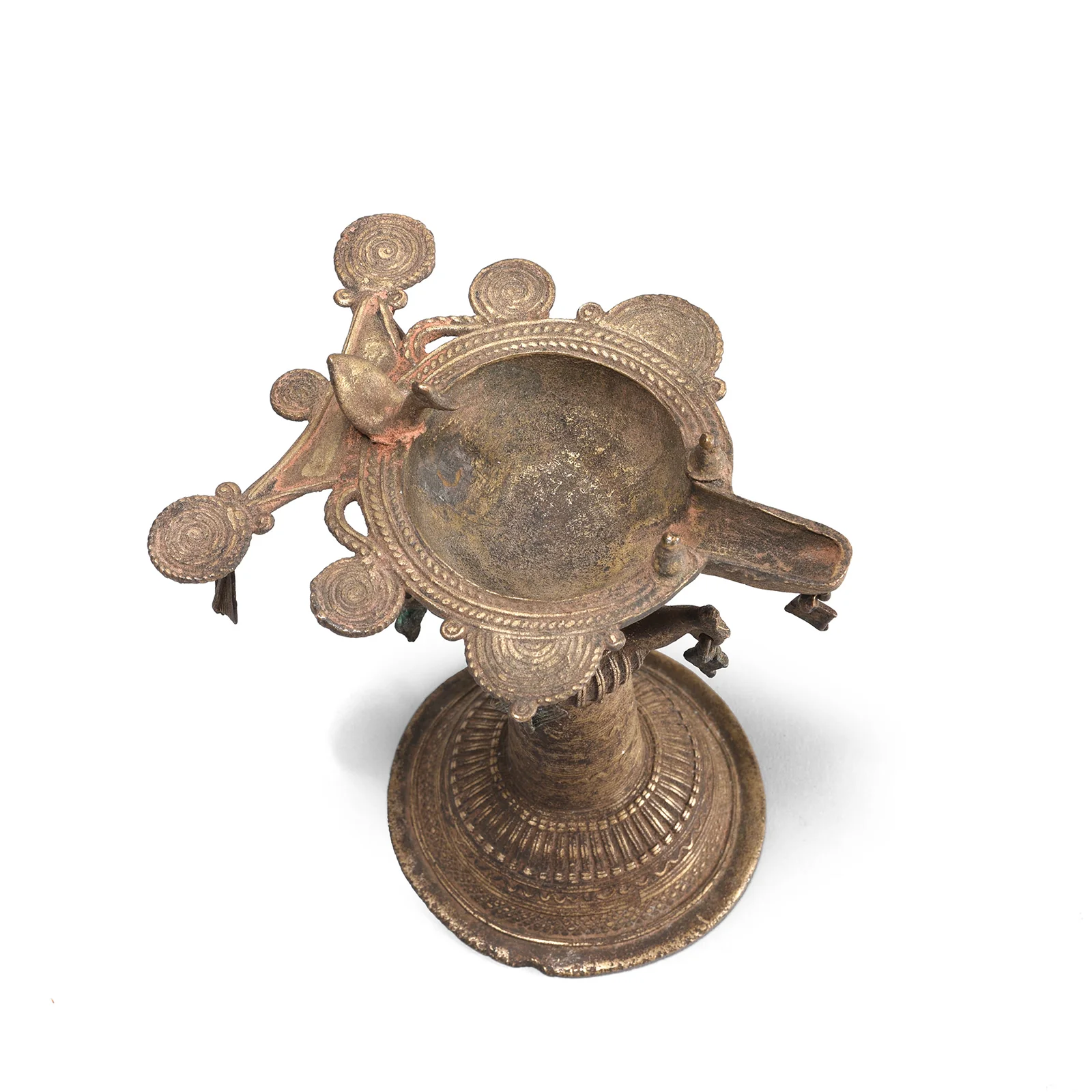 Brass Dhokra Work Bastar Oil Lamp From Chhattisgarh - Ca 1910 - Image 2
