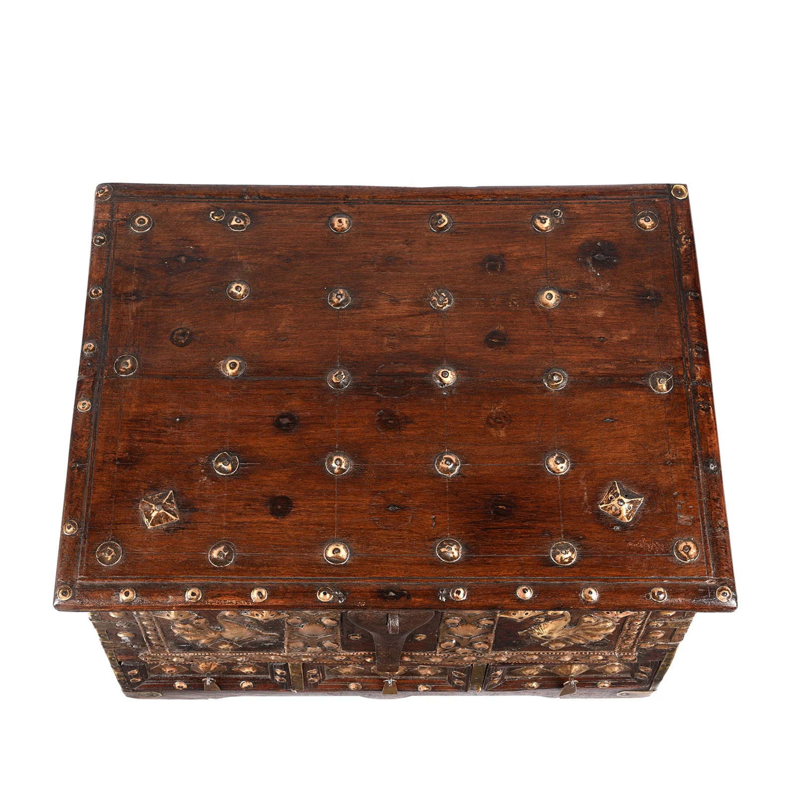Brass Studded Rosewood Peacock Box From Saurashtra - 19th Century - Image 6