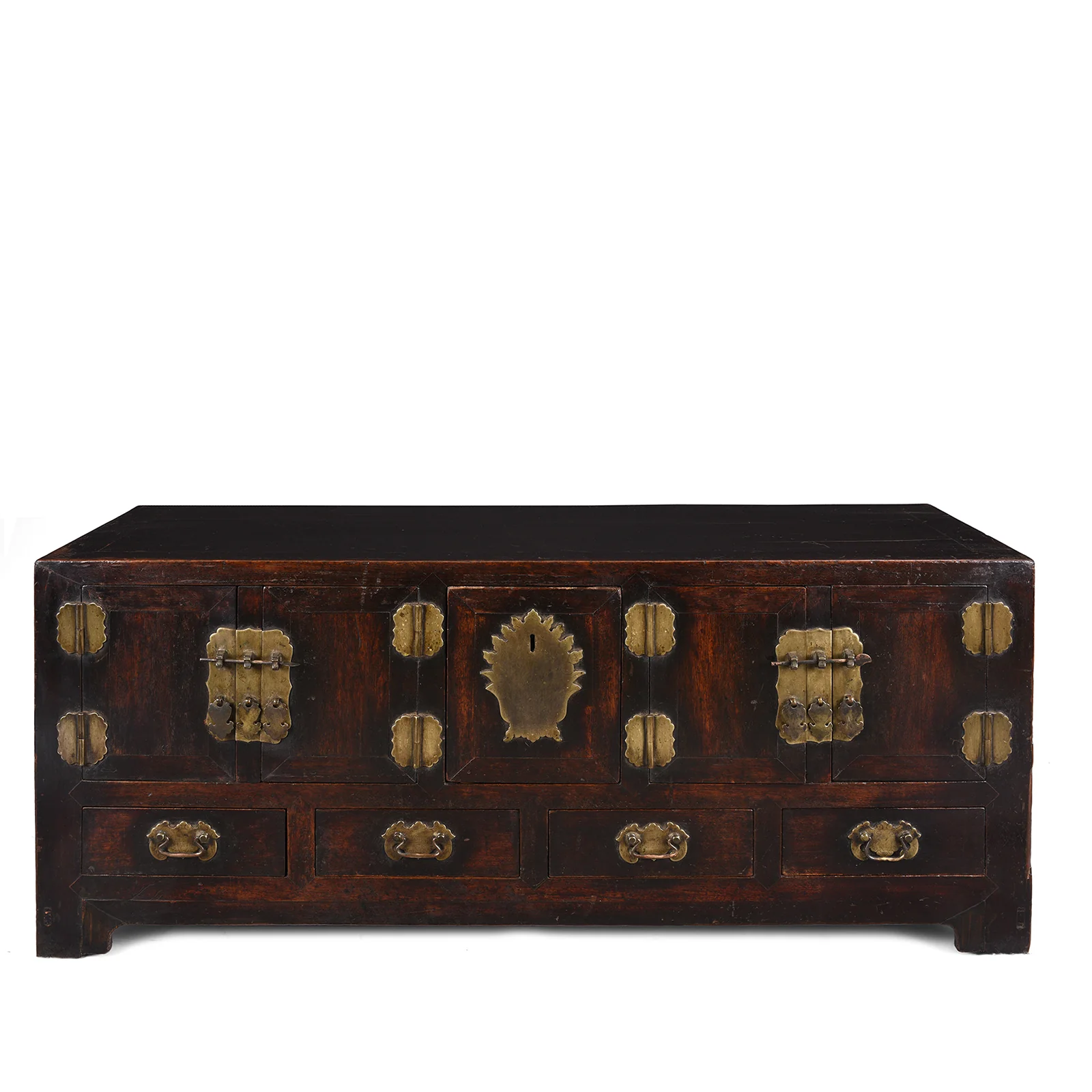 Burgundy Lacquer Kang Table From Tianjin - 19th Century