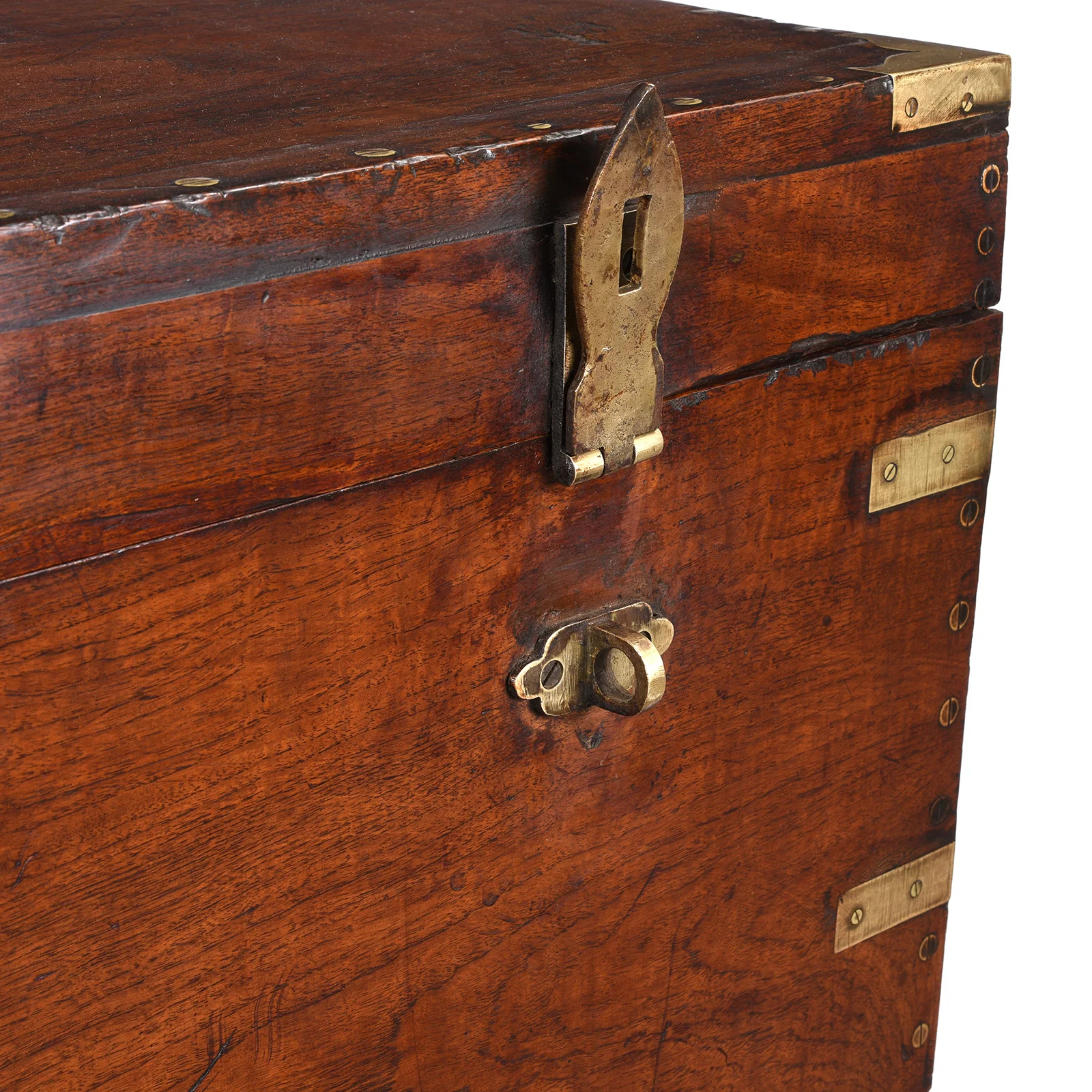 Brass Bound Burmese Teak Military Chest - 19th Century - Image 12