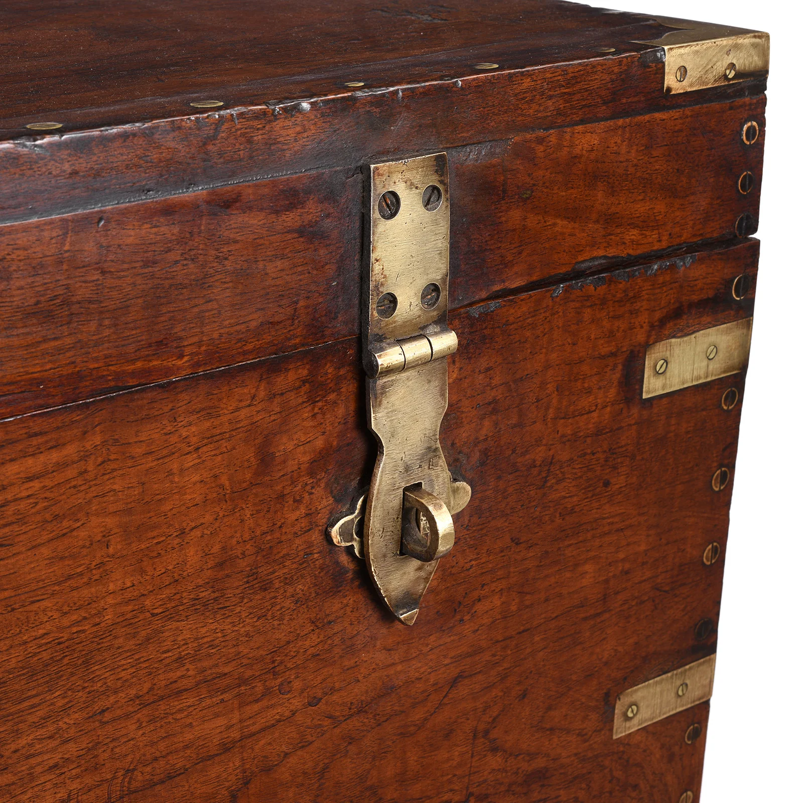 Brass Bound Burmese Teak Military Chest - 19th Century - Image 13
