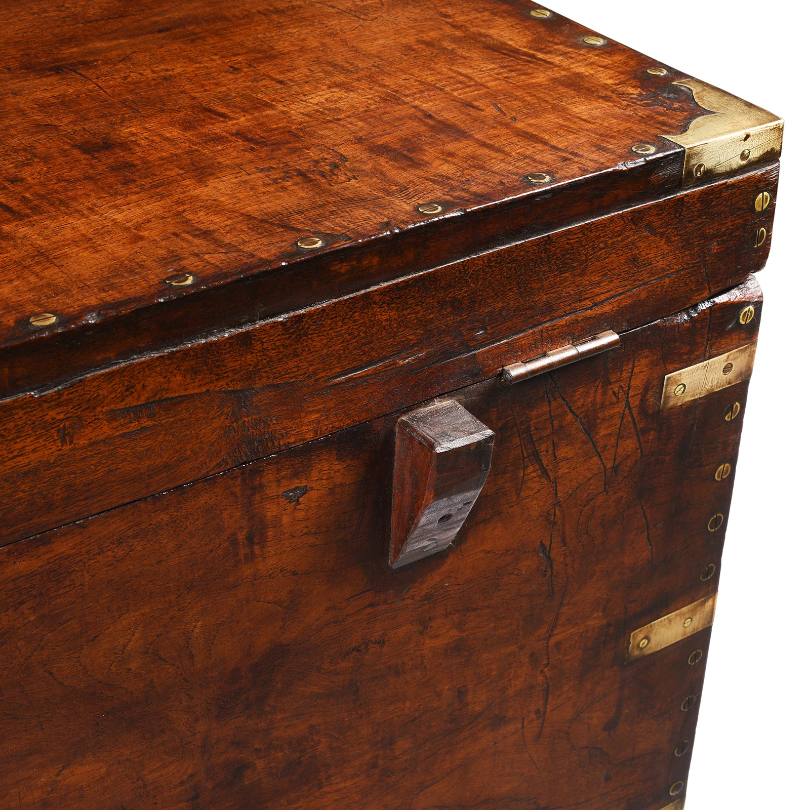 Brass Bound Burmese Teak Military Chest - 19th Century - Image 15