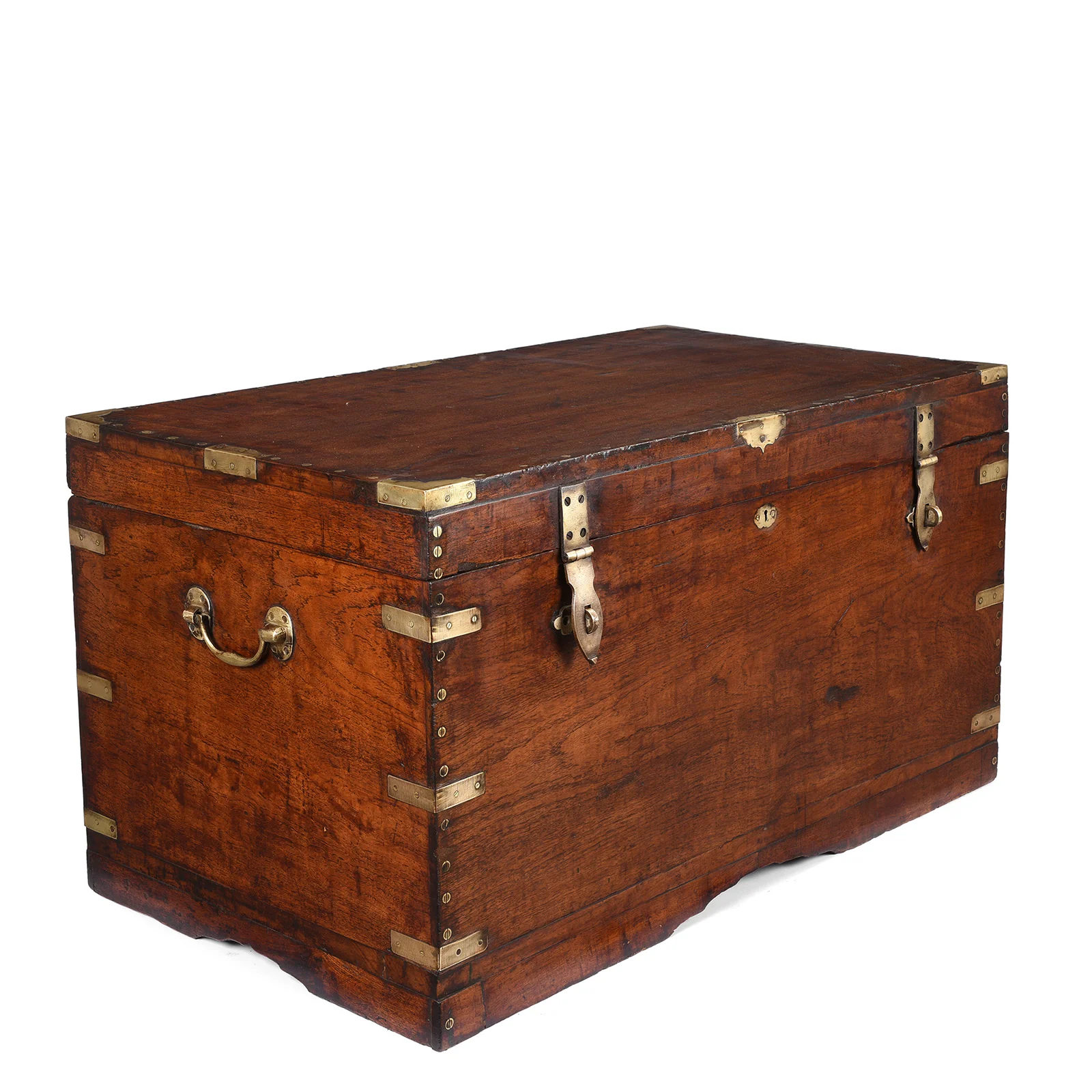 Brass Bound Burmese Teak Military Chest - 19th Century - Image 2