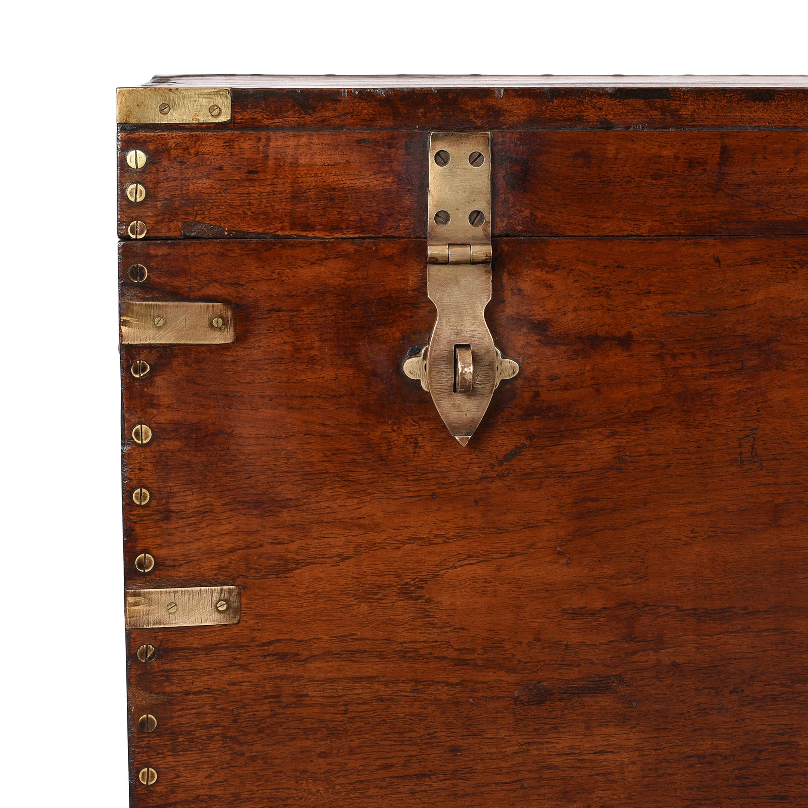 Brass Bound Burmese Teak Military Chest - 19th Century - Image 7