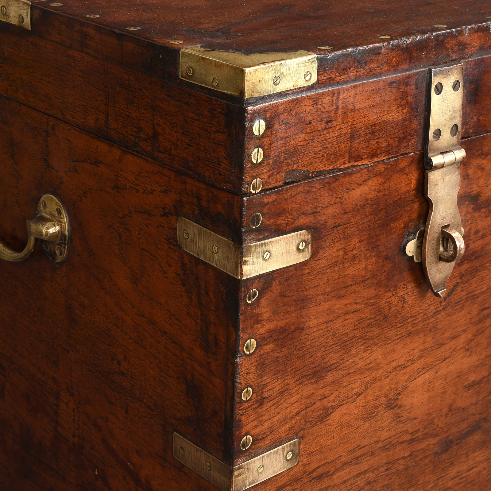 Brass Bound Burmese Teak Military Chest - 19th Century - Image 9