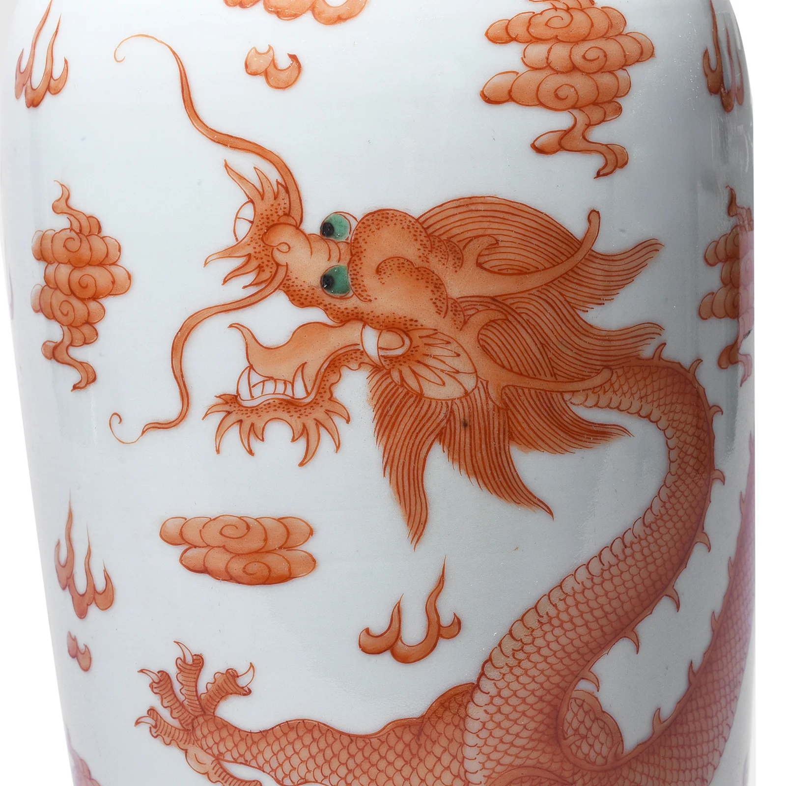 Burnt Orange Porcelain Rouleau Vase - Dragons - Image 3