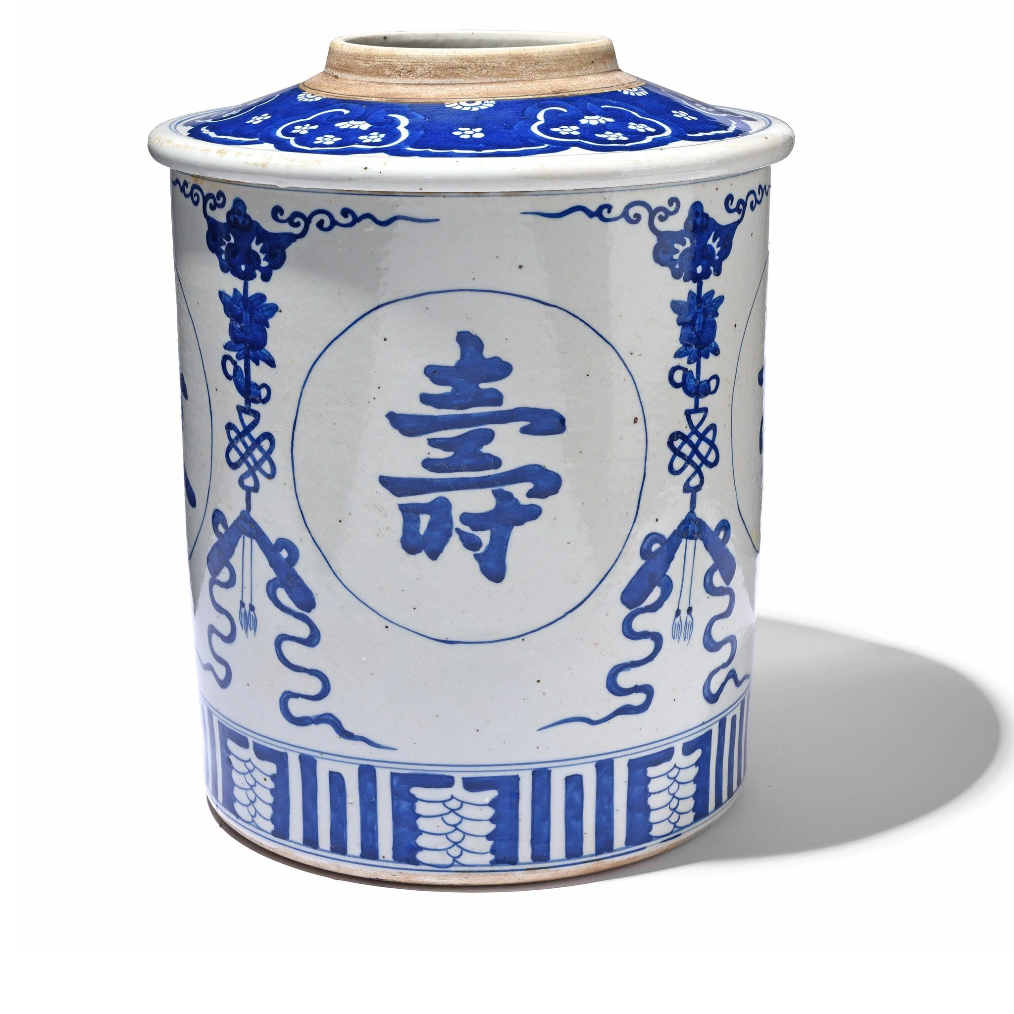 Large Blue & White Porcelain Tea Caddy - Image 3