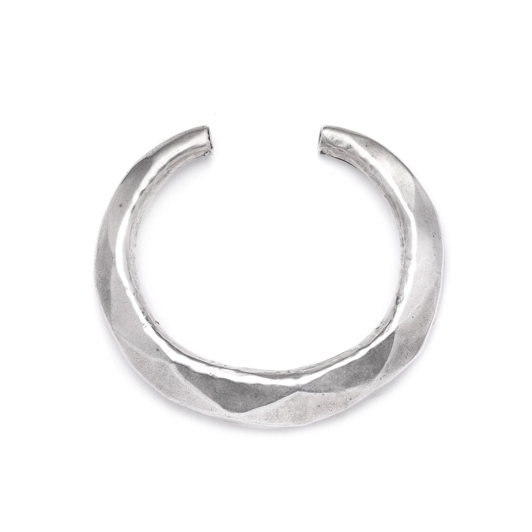 White Metal Facetted Miao Tribal Bangle