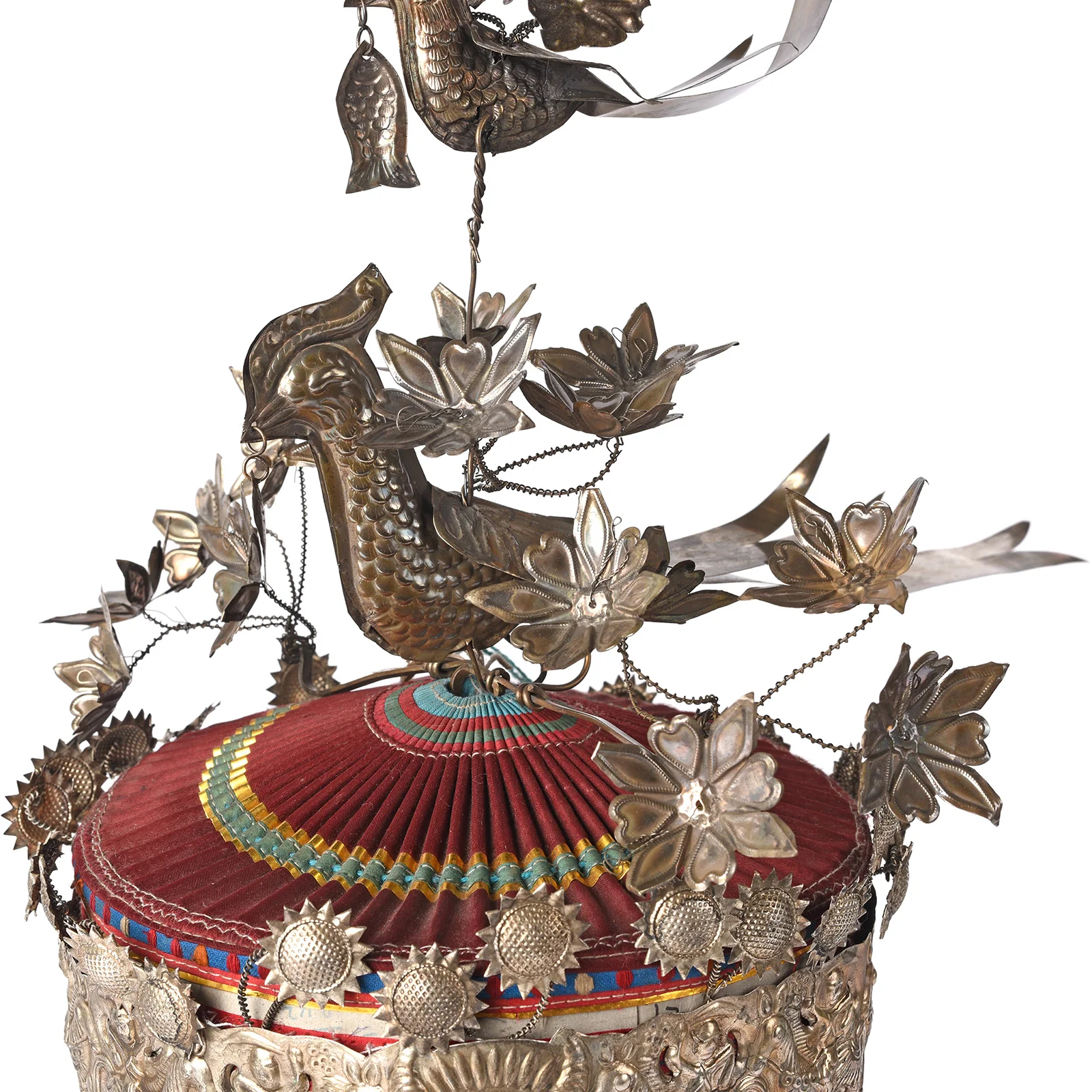 Decorative Miao Tribal Hat From Guizhou On Stand - Image 2