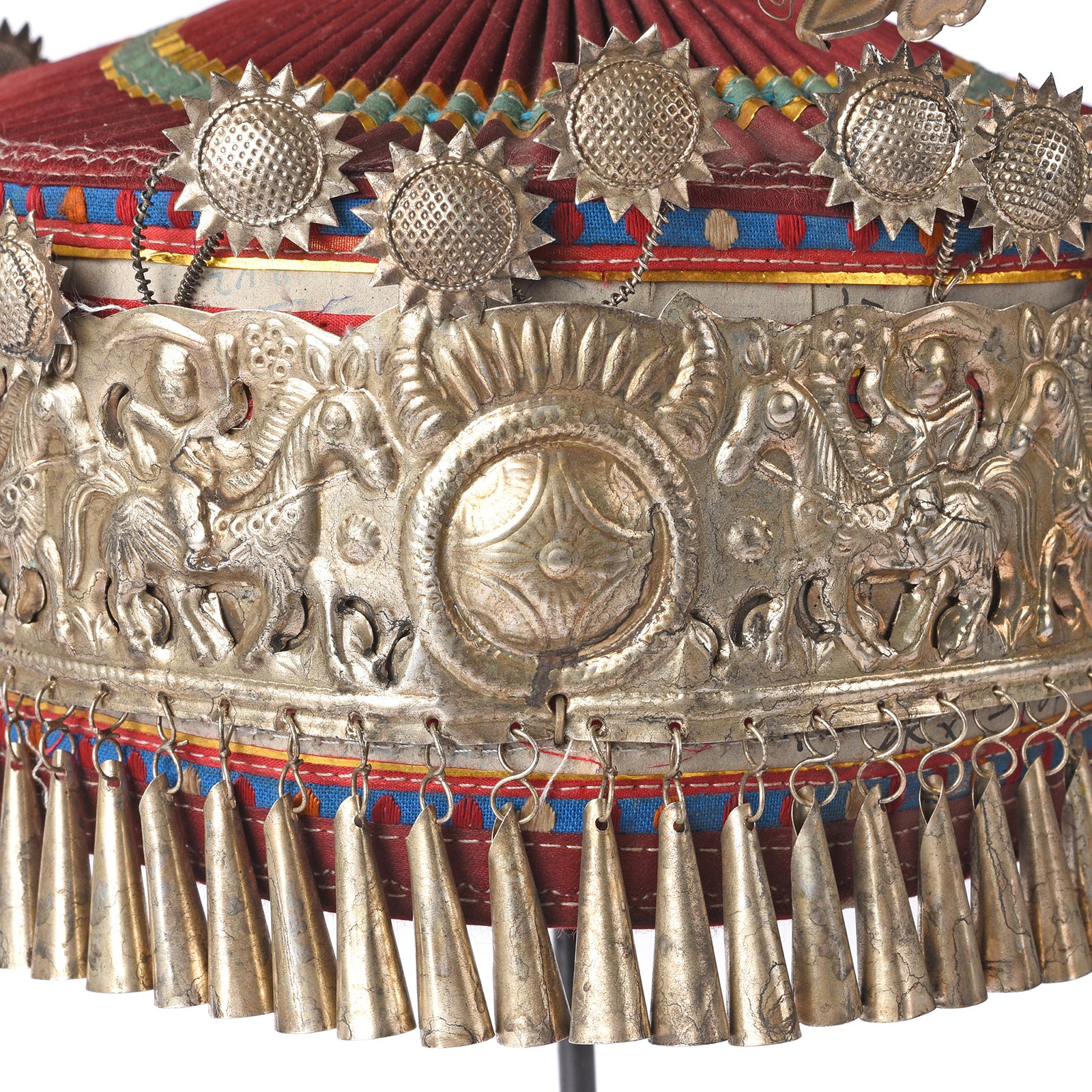 Decorative Miao Tribal Hat From Guizhou On Stand - Image 4