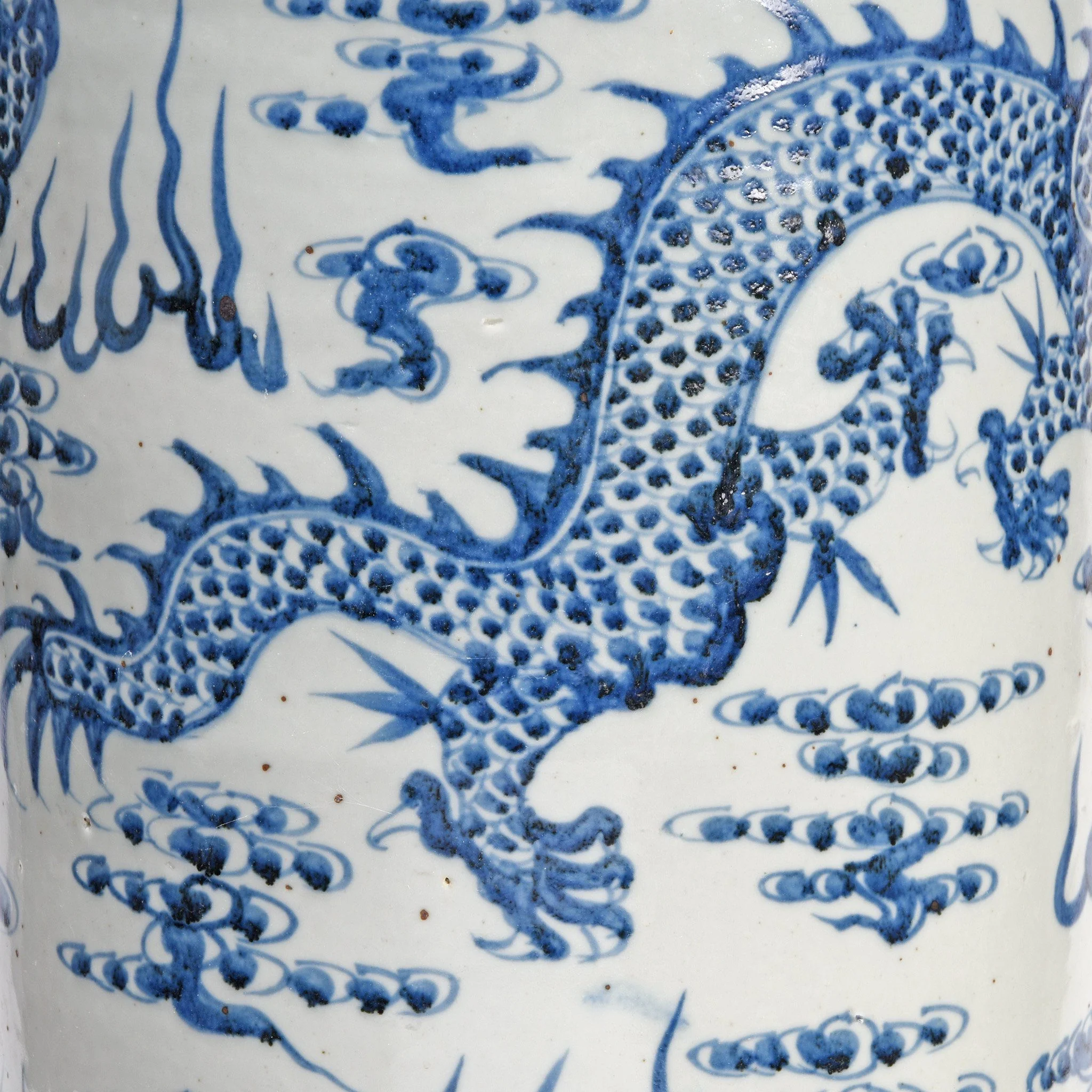 Blue & White Porcelain Umbrella Stand - Dragon - Image 4