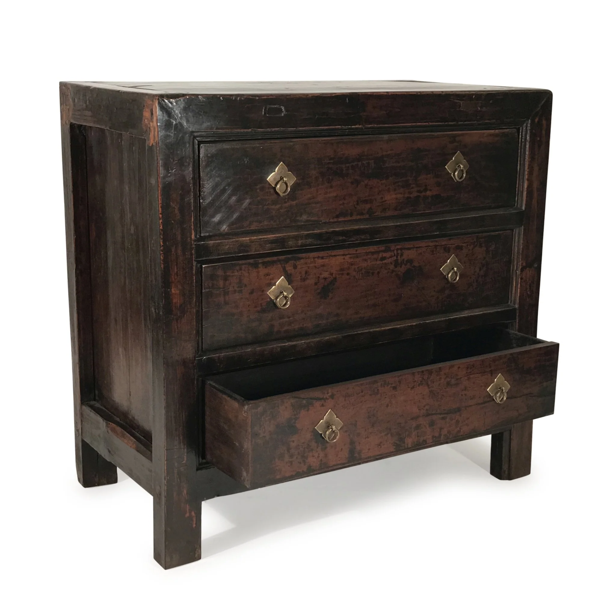 Walnut 3 Drawer Chest Of Drawers from Gansu - 19thC - Image 2