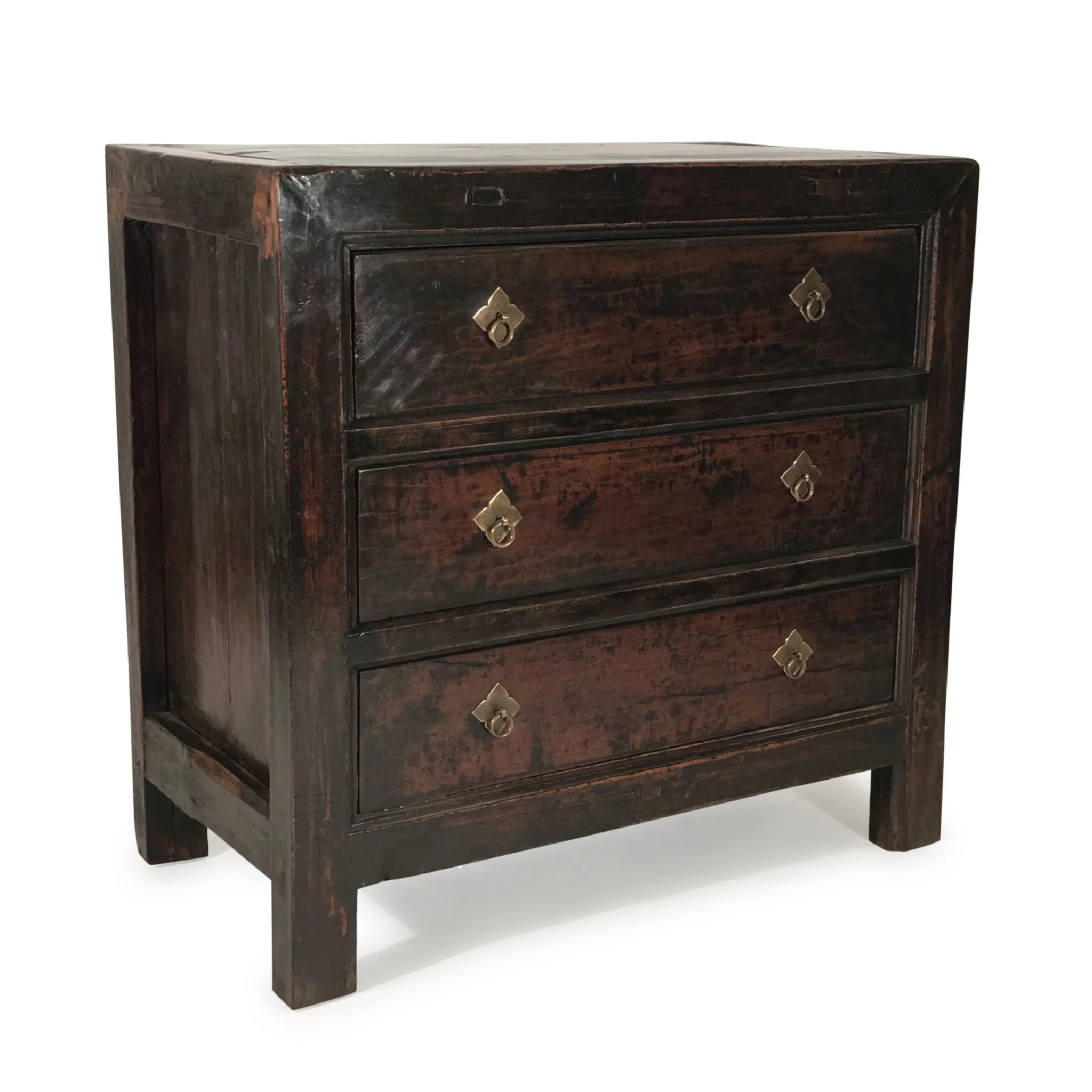 Walnut 3 Drawer Chest Of Drawers from Gansu - 19thC - Image 3