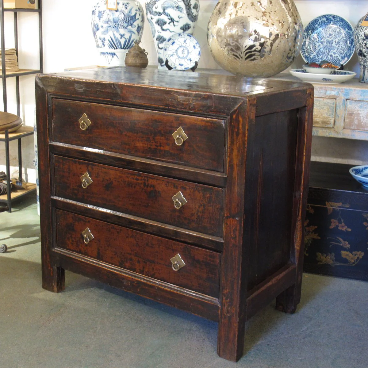 Walnut 3 Drawer Chest Of Drawers from Gansu - 19thC - Image 4