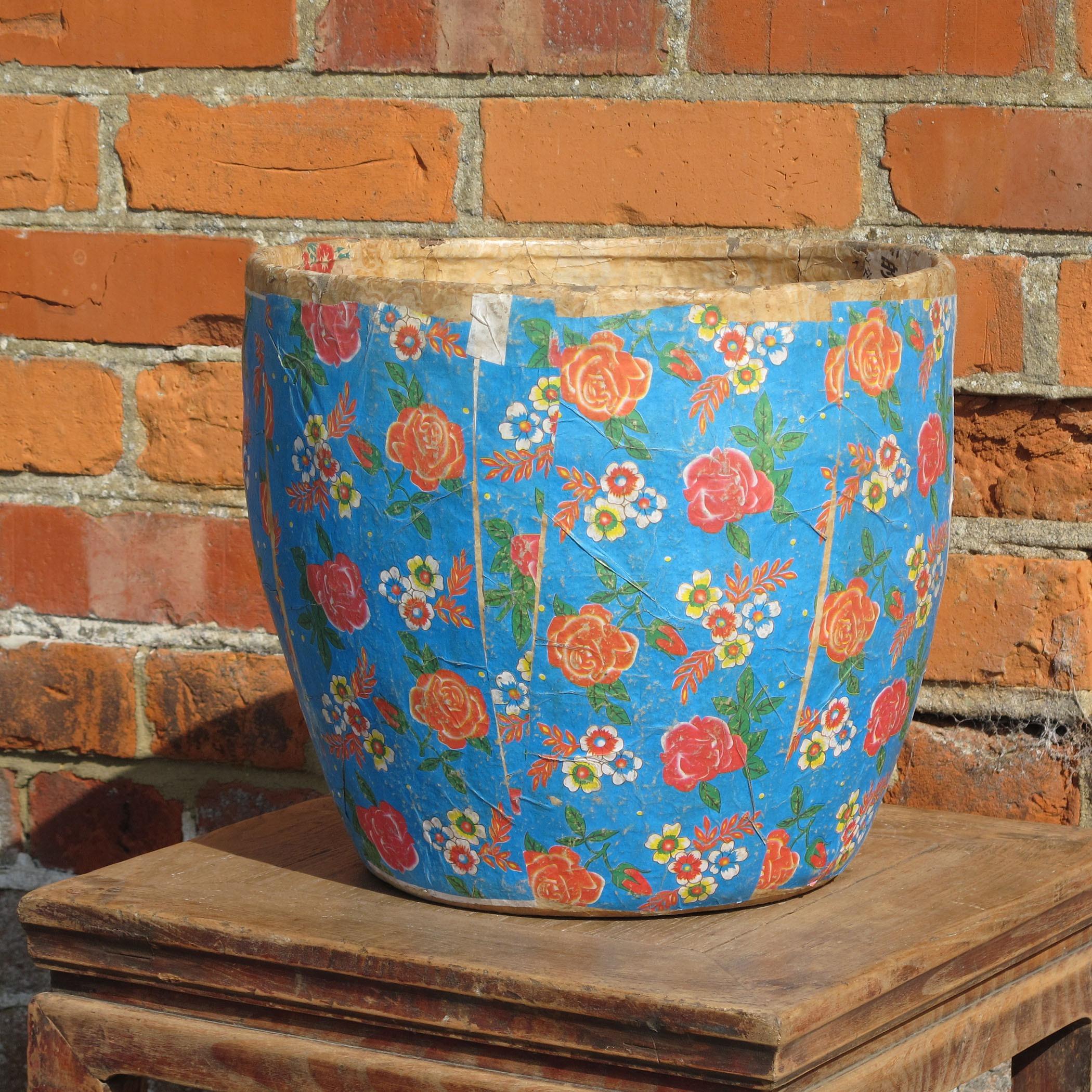 Papier Mache Bin From Shanxi - Ca 70 Yrs Old