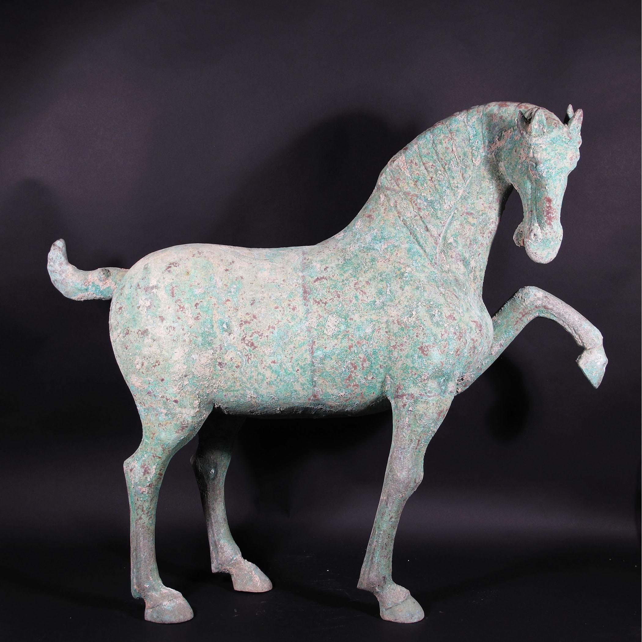 A Verdigris Bronze Horse - Han Dynasty Style - Image 2