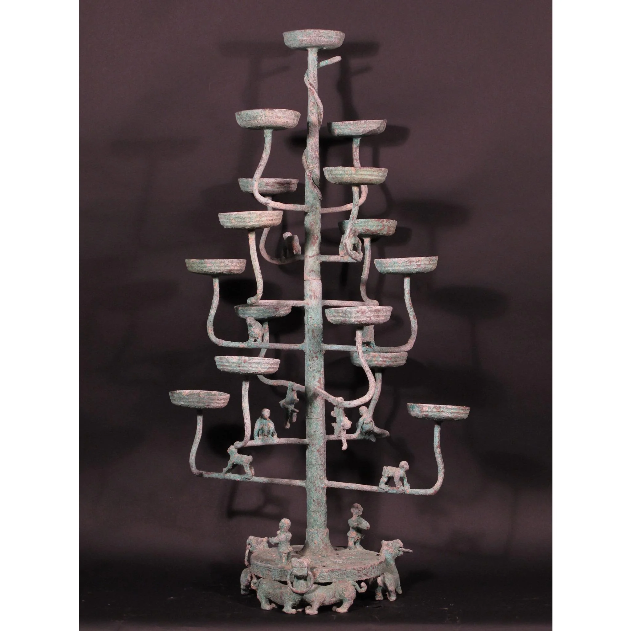 Verdigris Bronze Candelabra - Han Dynasty Style