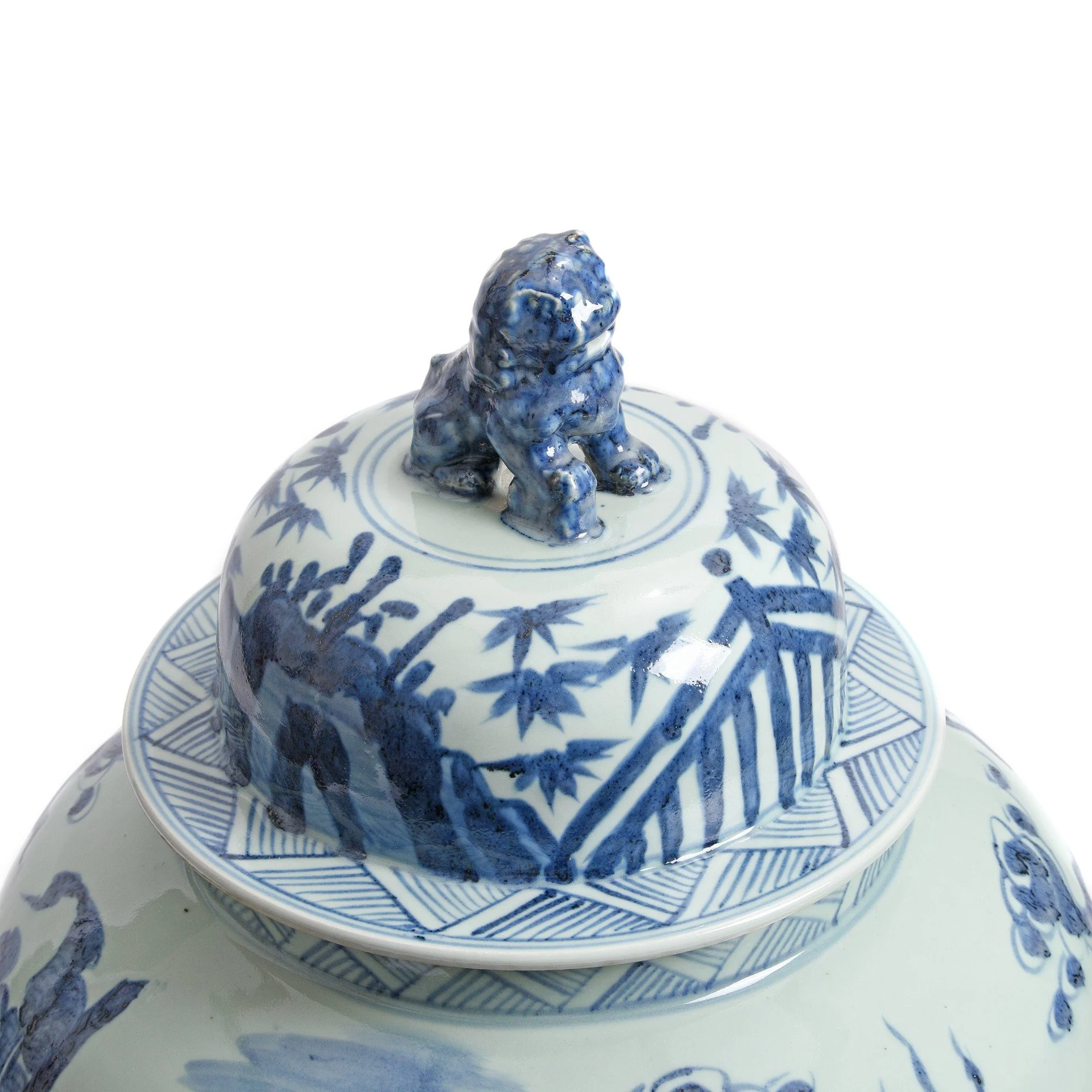 Blue & White Porcelain Tall Temple Jar & Cover - Qilin - Image 3