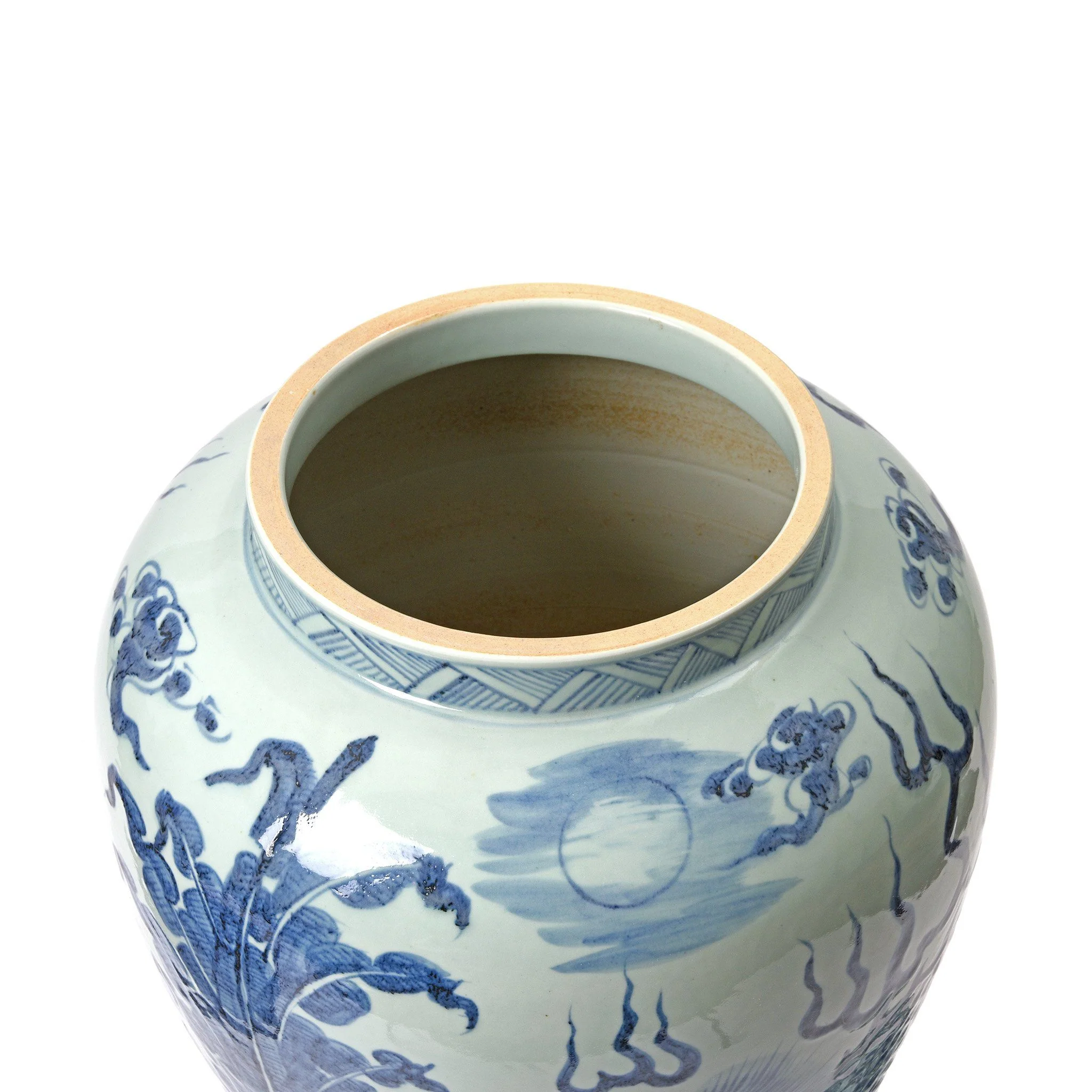 Blue & White Porcelain Tall Temple Jar & Cover - Qilin - Image 5