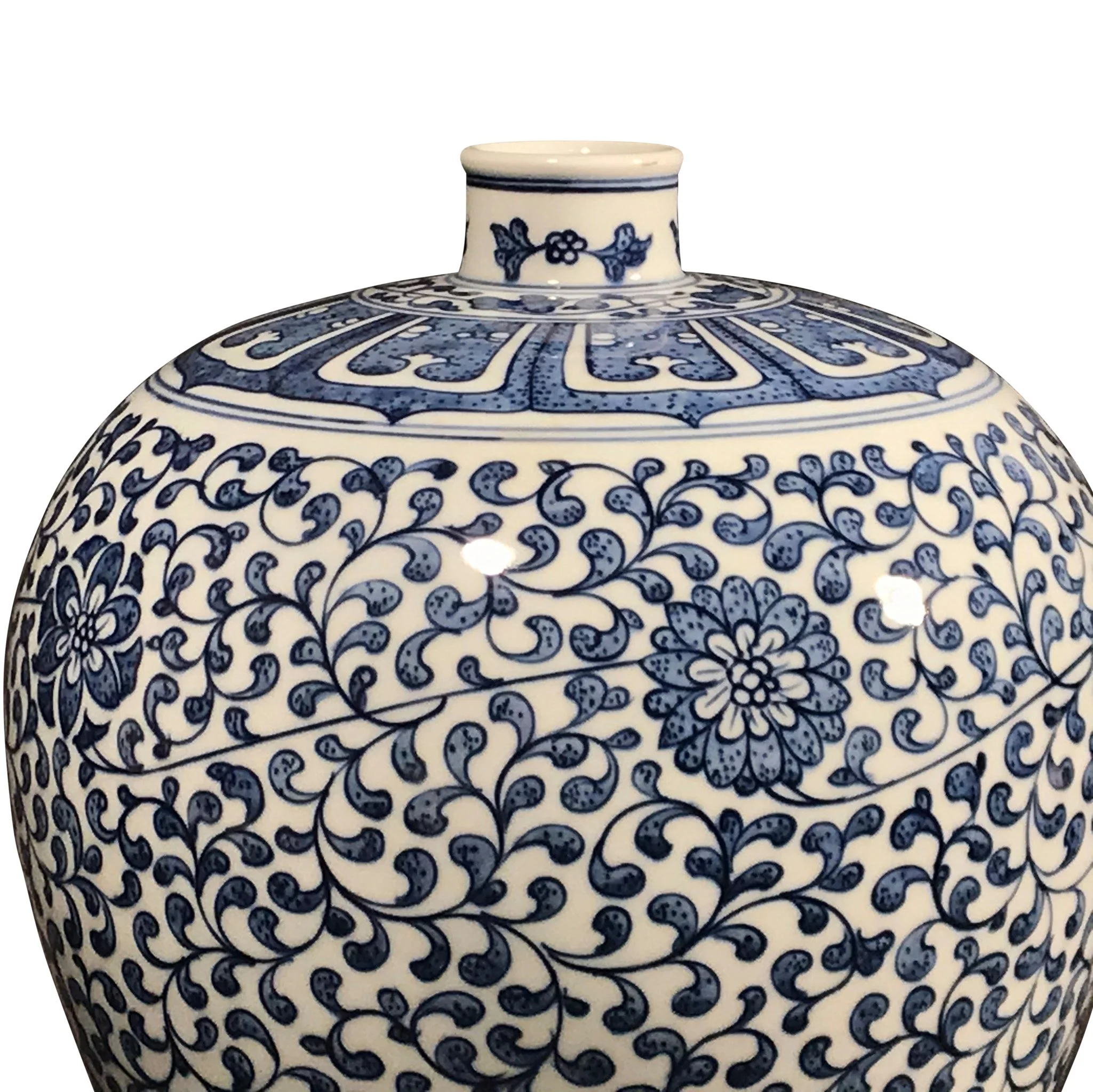 Porcelain Meiping Vase - Blue & White With Peony Design - Image 6