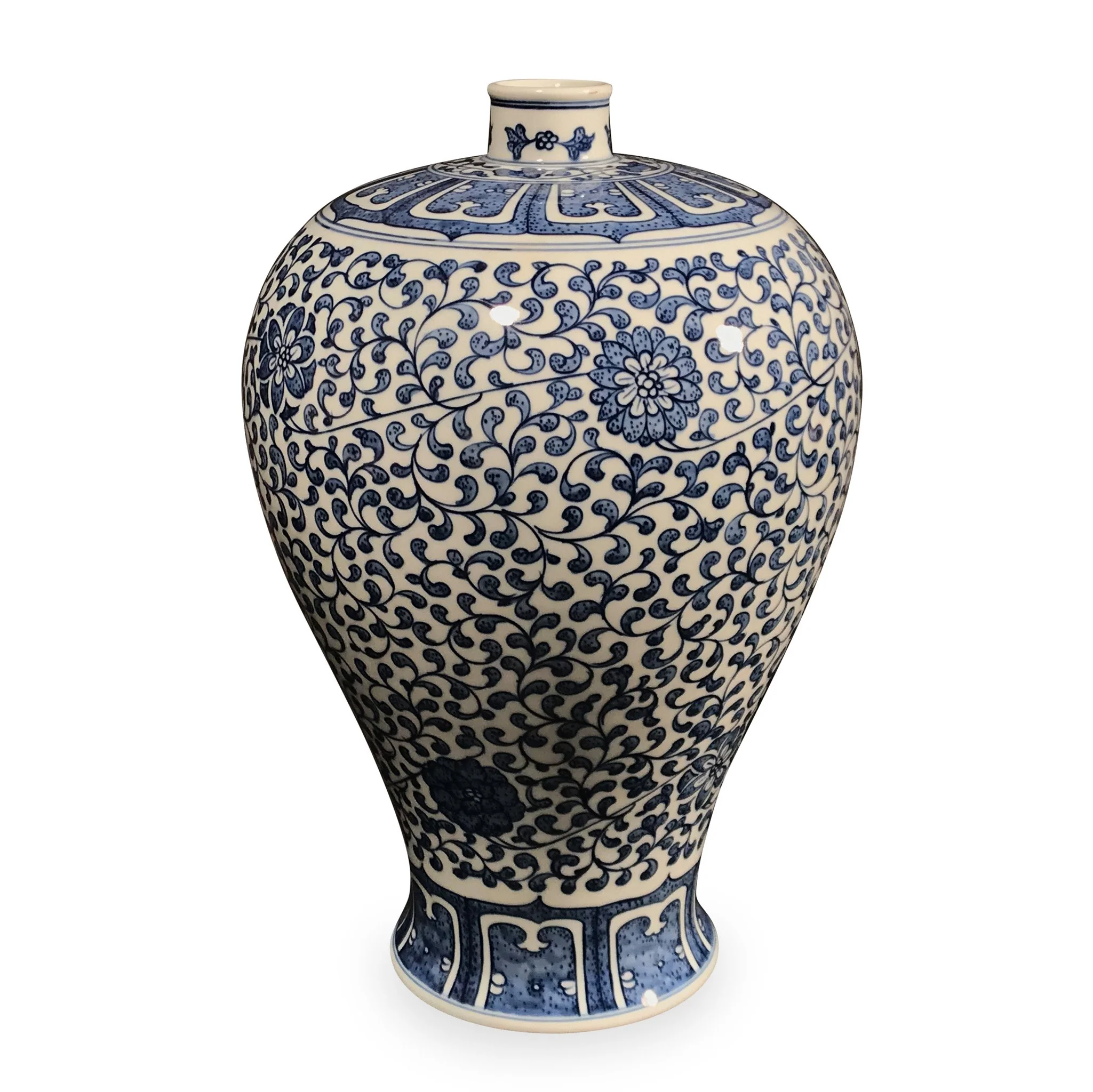 Porcelain Meiping Vase - Blue & White With Peony Design - Image 7