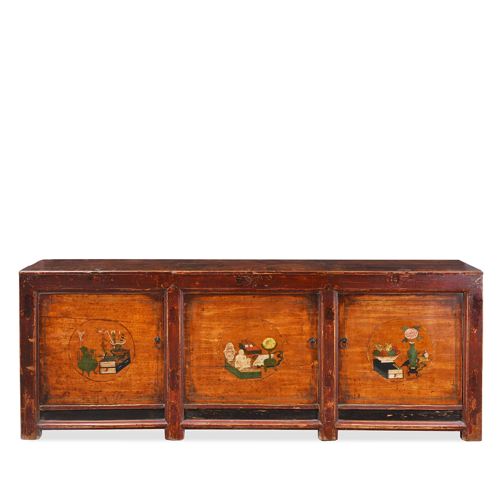 3 Door Painted Sideboard From Mongolia - 19th Century - Image 2
