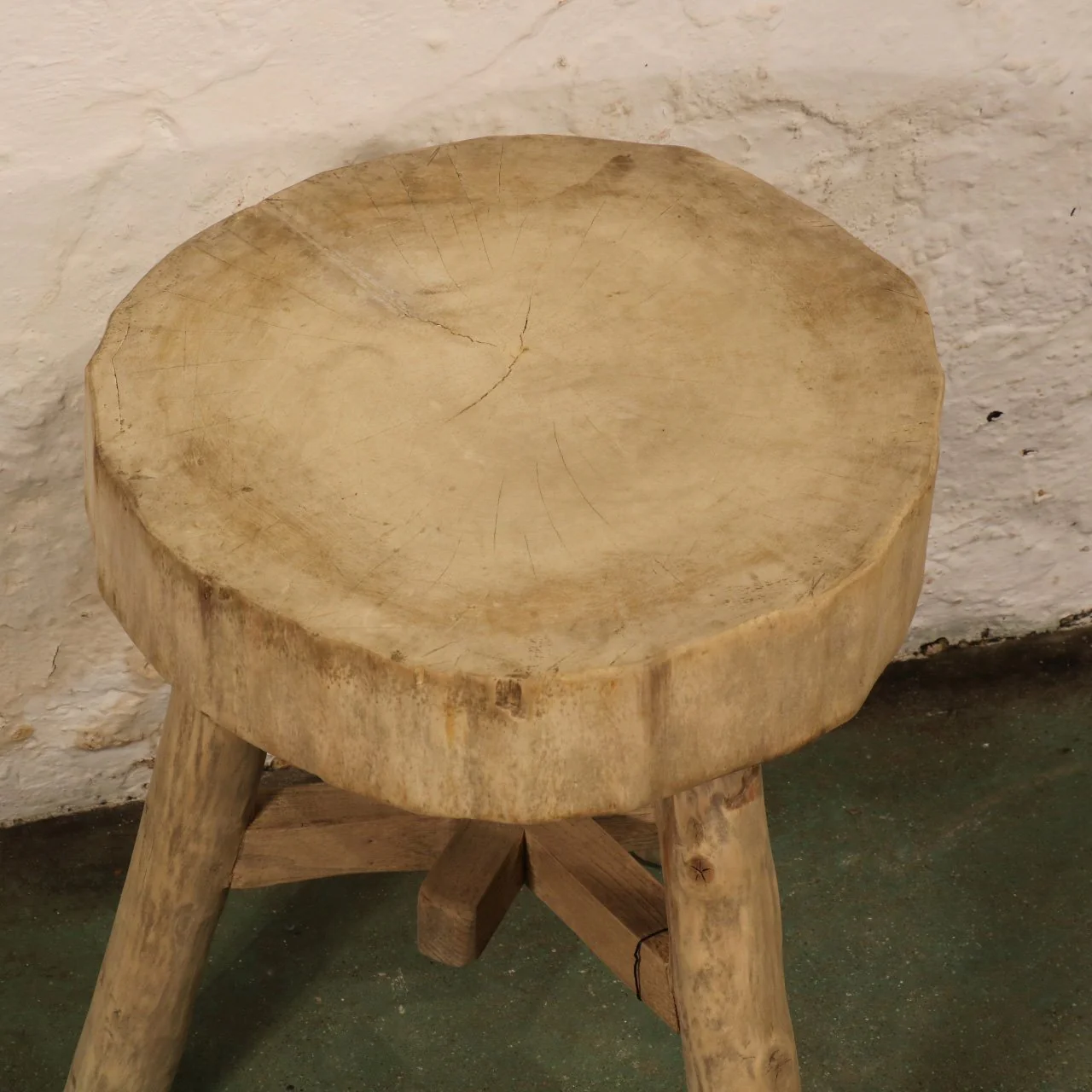 Farmers Chopping Block Stool - Willow - Ca 85 yrs old - Image 3