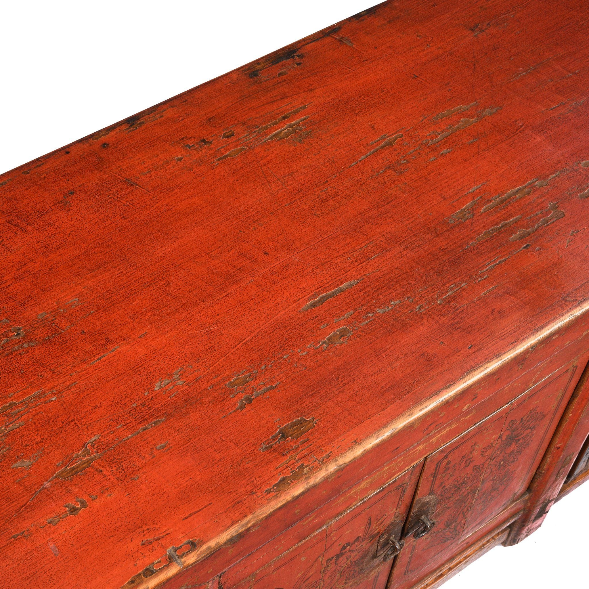 Red Lacquer Low "Kang" Cabinet, Mongolian - 19thC - Image 8