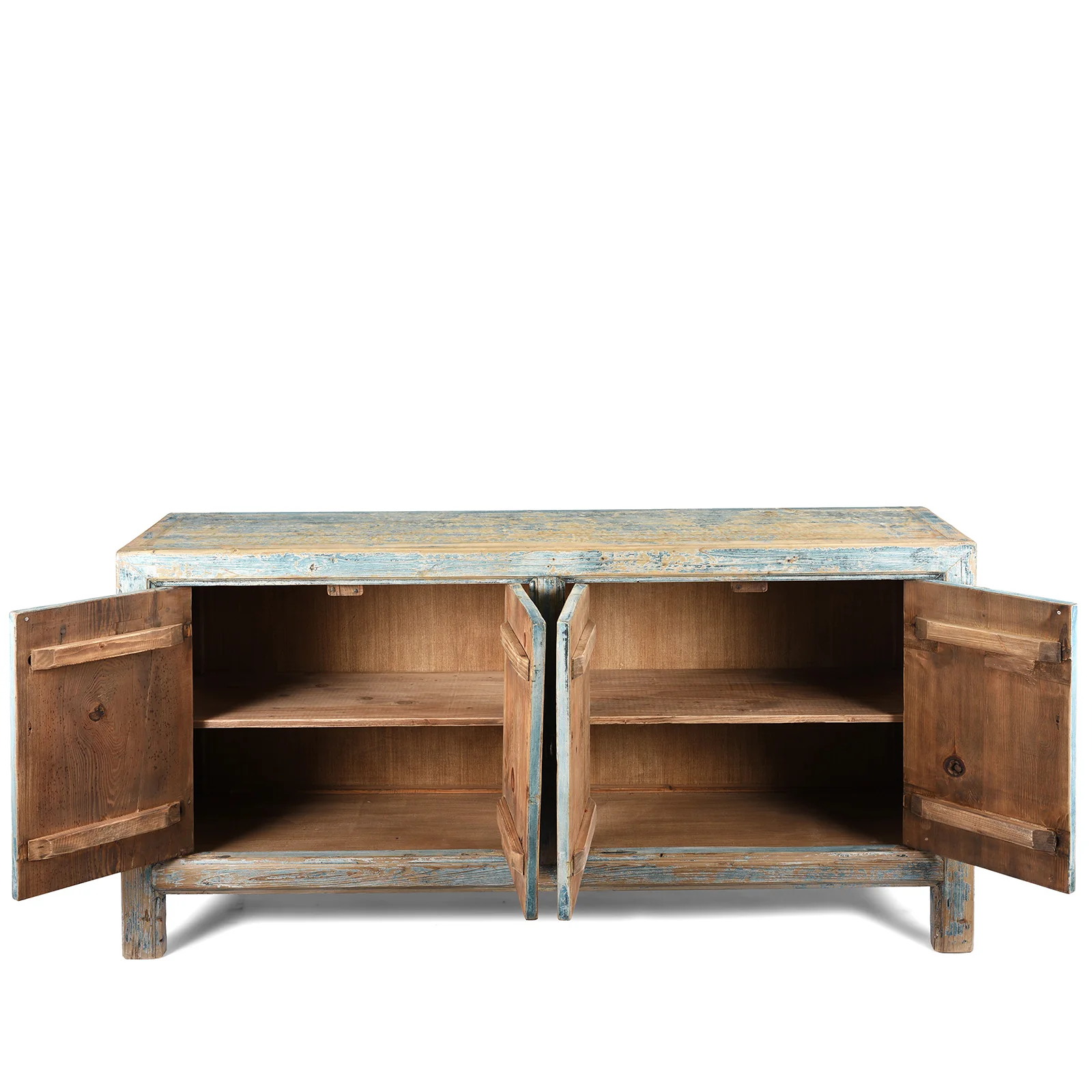 Blue Painted 4 Door Sideboard Made From Reclaimed Pine - Image 4