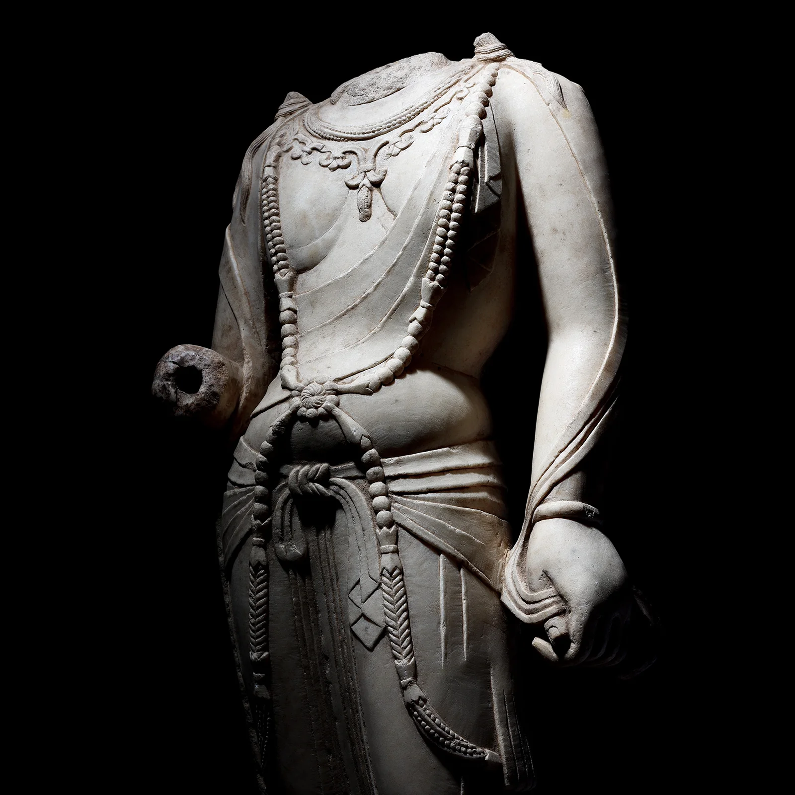 Reproduction Carved Marble Bodhisattva Torso - Tang Dynasty Style - Image 2