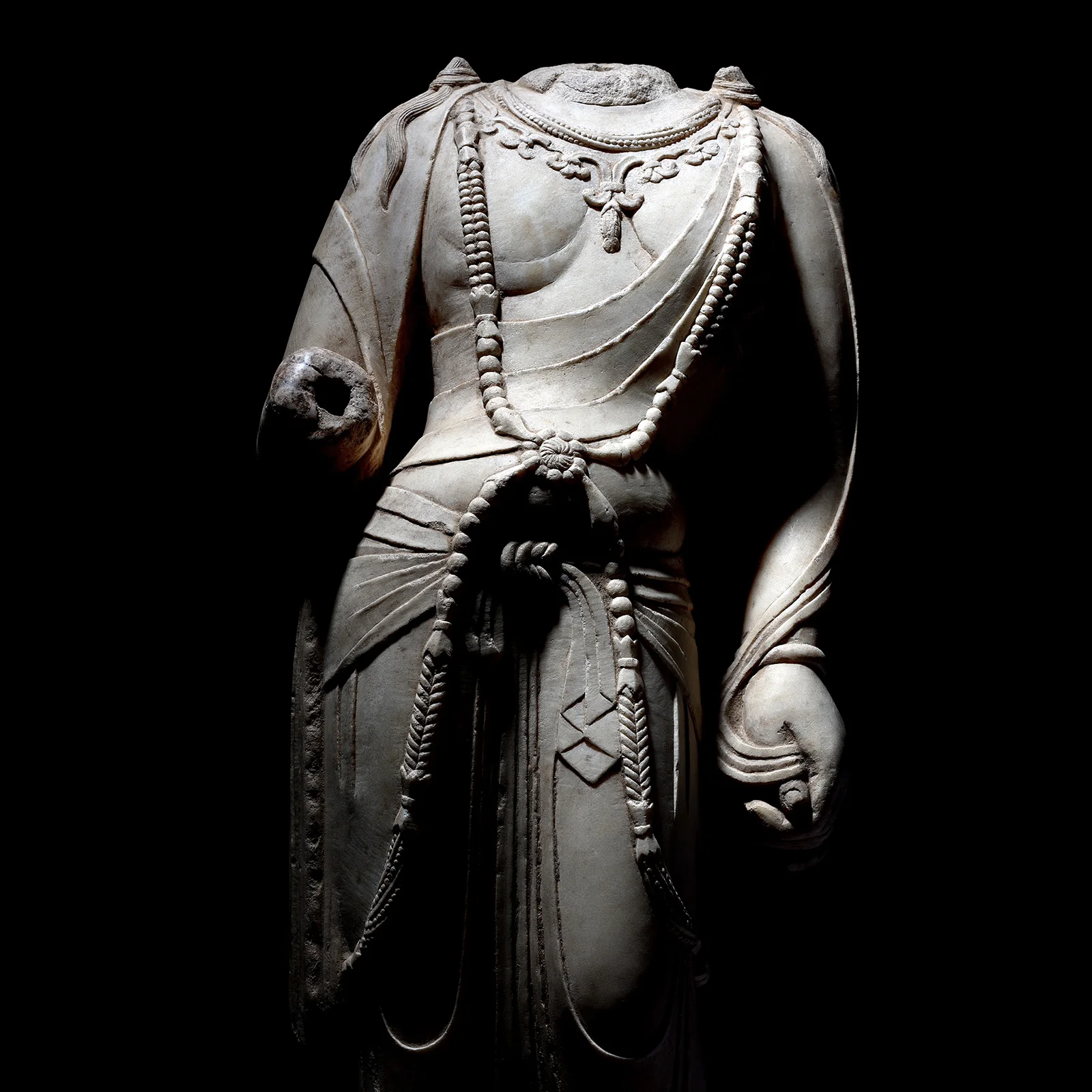 Reproduction Carved Marble Bodhisattva Torso - Tang Dynasty Style - Image 3