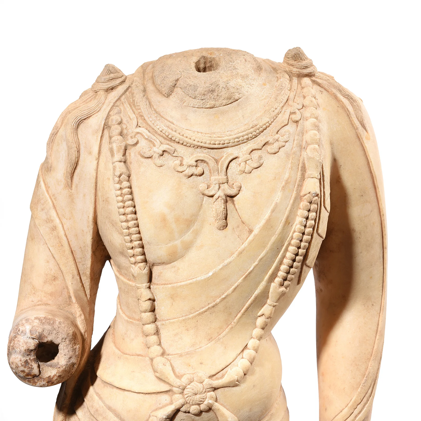 Reproduction Carved Marble Bodhisattva Torso - Tang Dynasty Style - Image 9