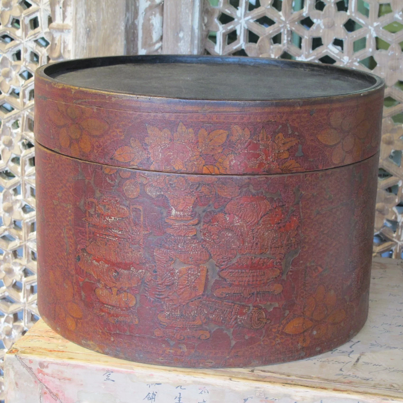 Red Lacquer Hat Box From Shanxi - 19thC - Image 2
