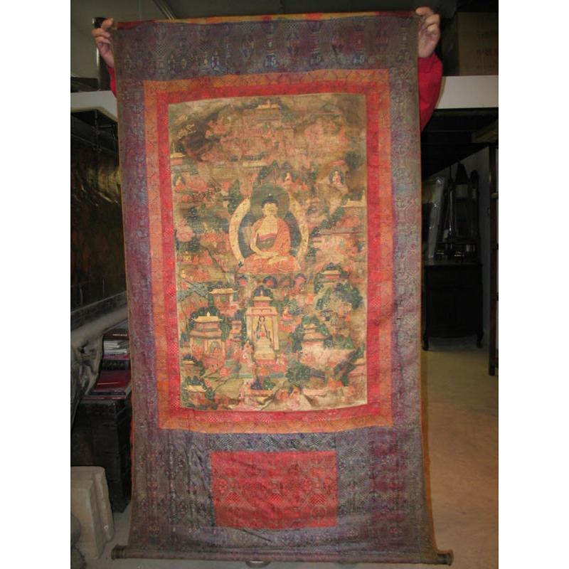 Thangka - Tibetan Buddhist Painting on Cloth - 19thC - Image 9