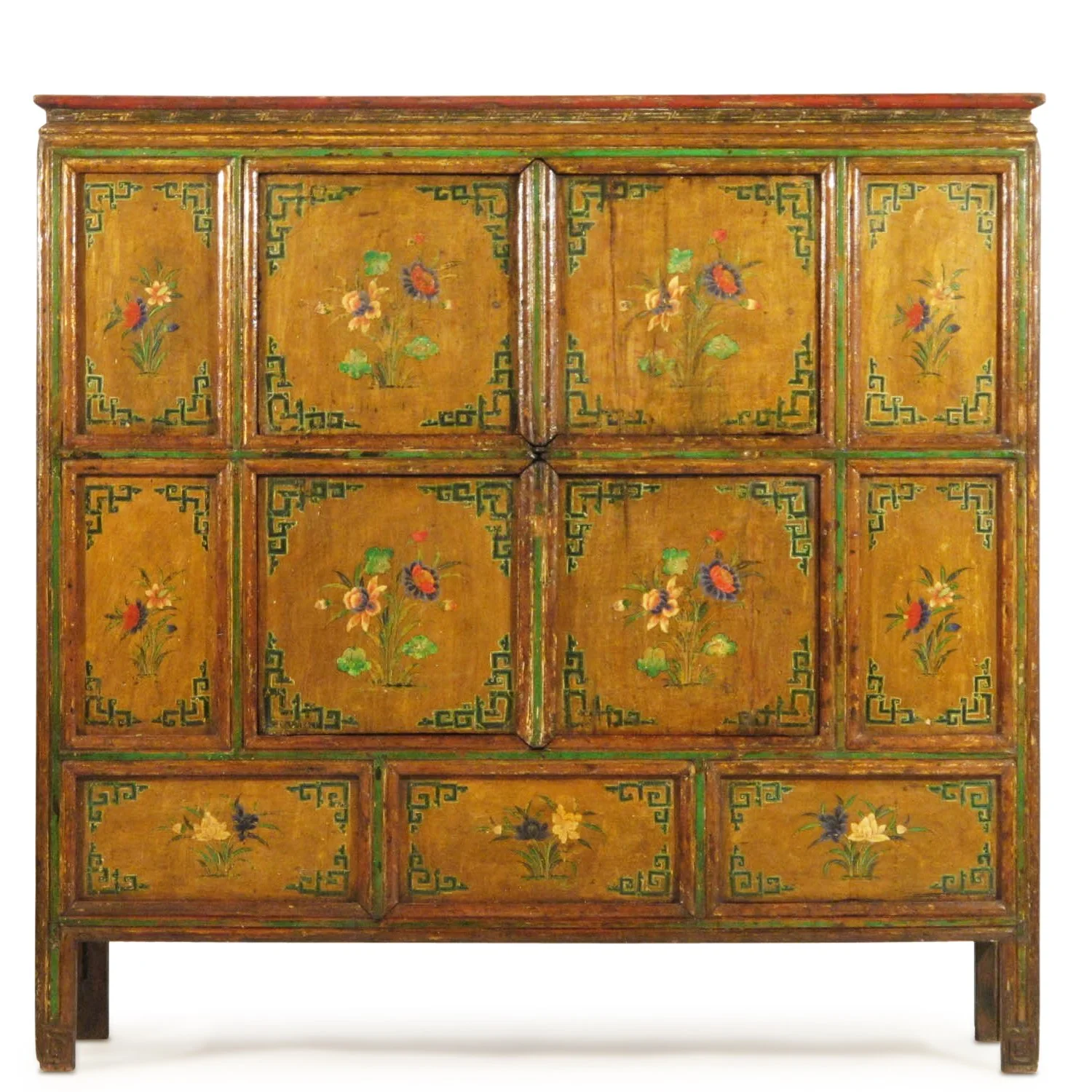Tibetan Altar Cabinet With Original Painting - 19thC