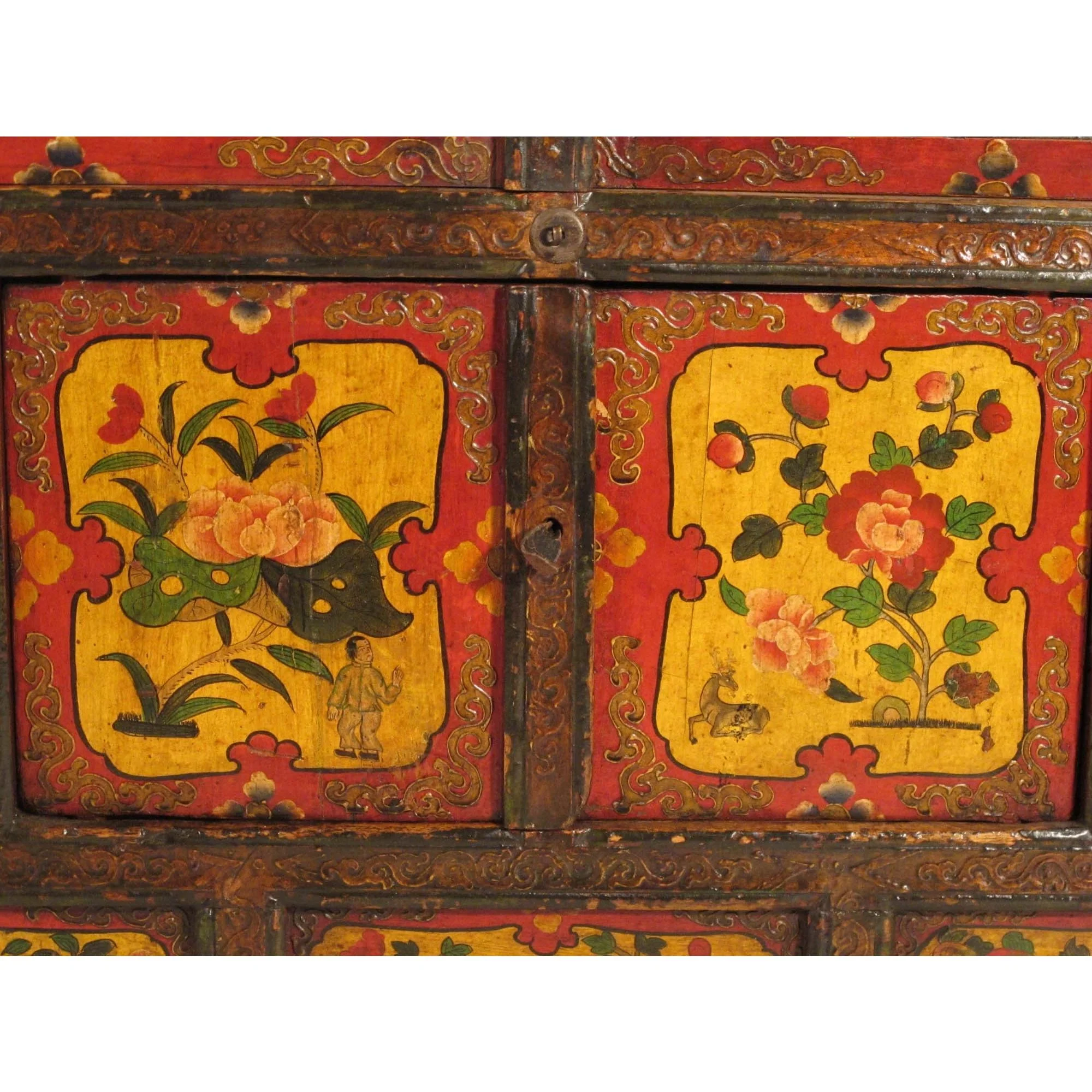 Early 20thC Tibetan Altar Cabinet With Original Painting - Image 2