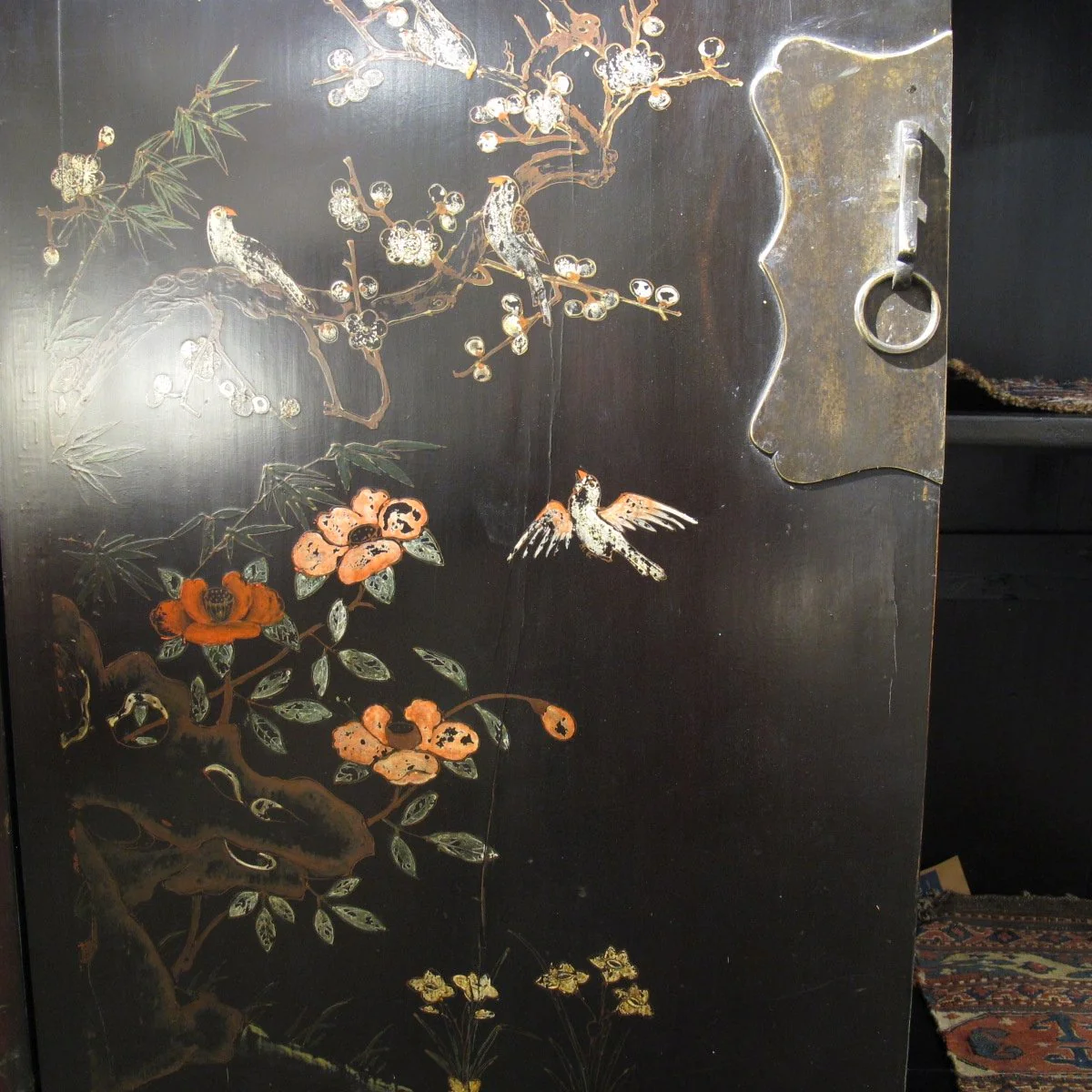 Antique Black Lacquer Wedding Cabinet from Shanxi - 19thC - Image 7