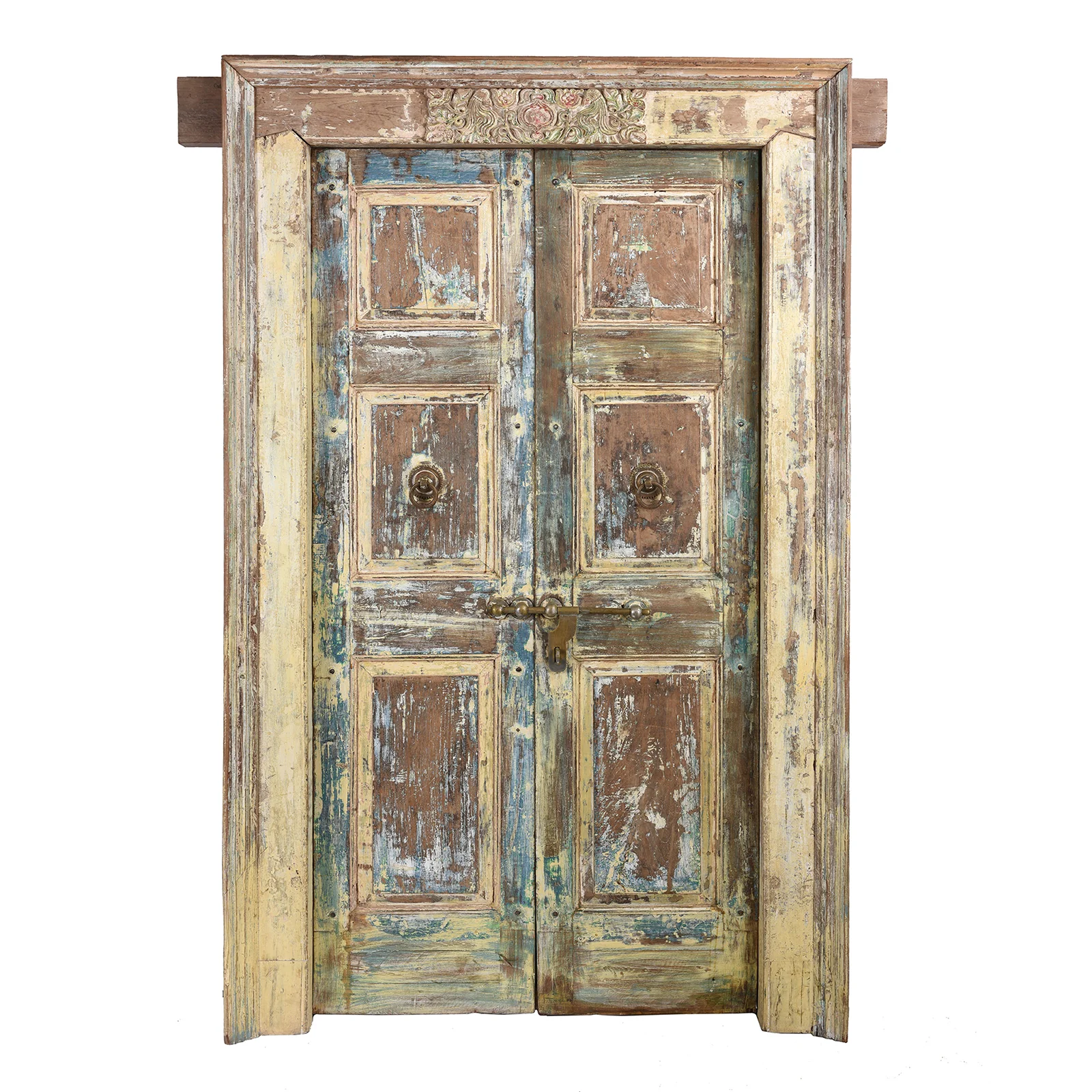 Painted Indian Door From Gujarat - 19th Century
