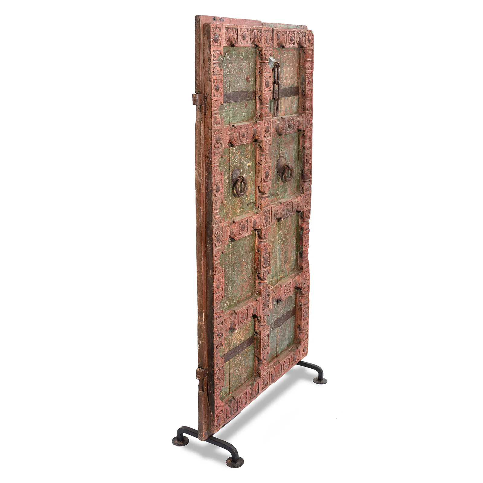 Carved Door With Original Paint From Gujarat - 19th Century - Image 5