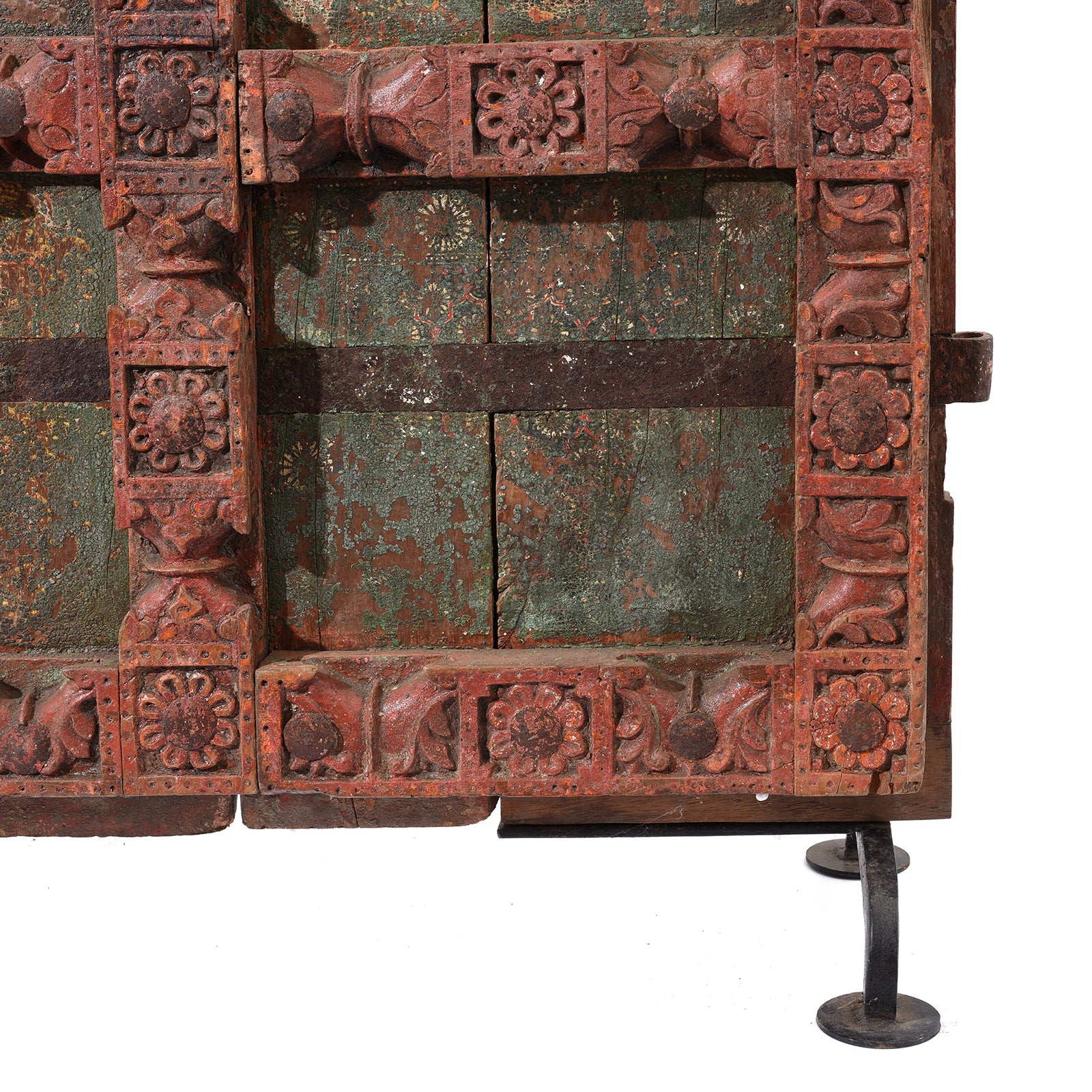 Carved Door With Original Paint From Gujarat - 19th Century - Image 6
