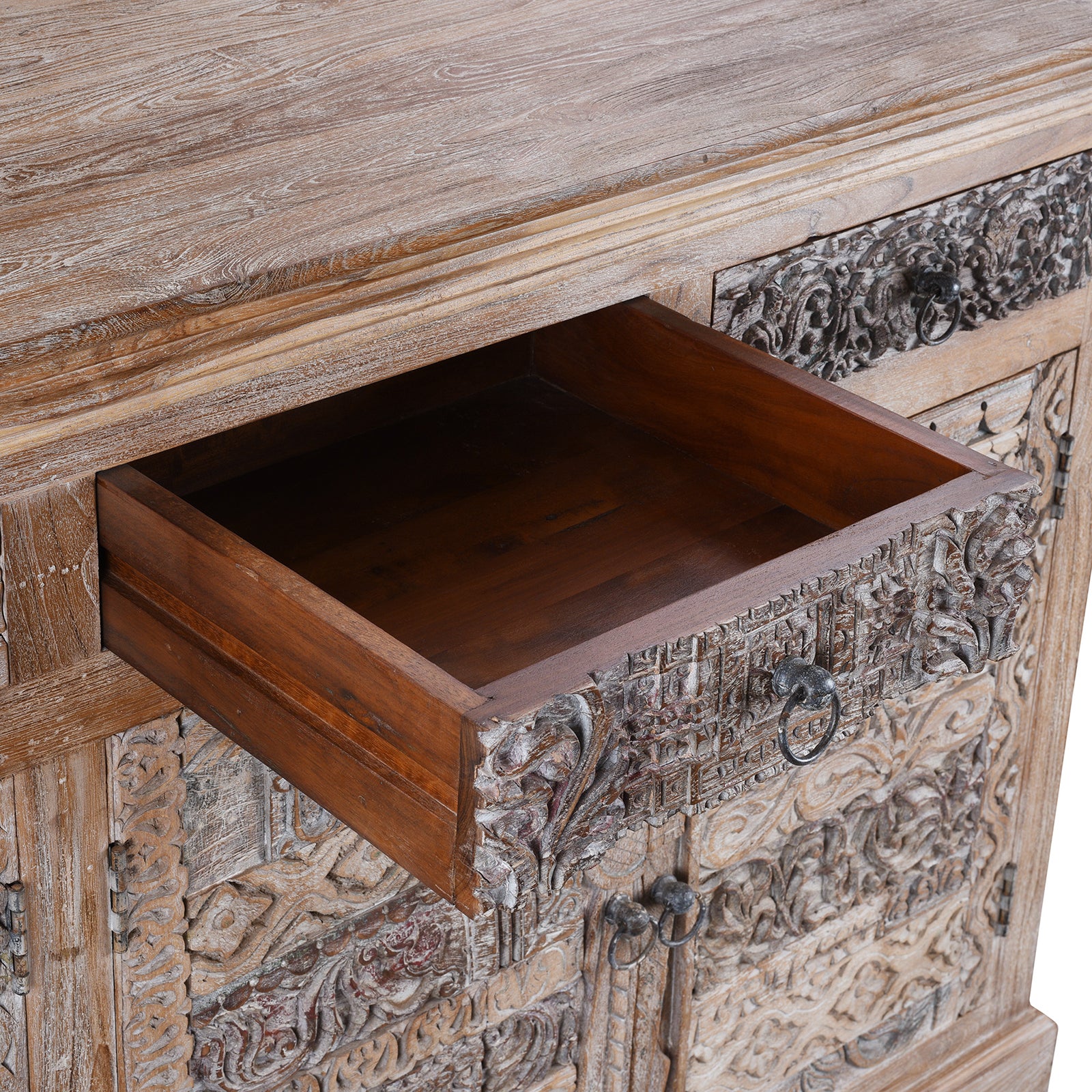 Carved Sideboard Made From Reclaimed Teak - Image 4