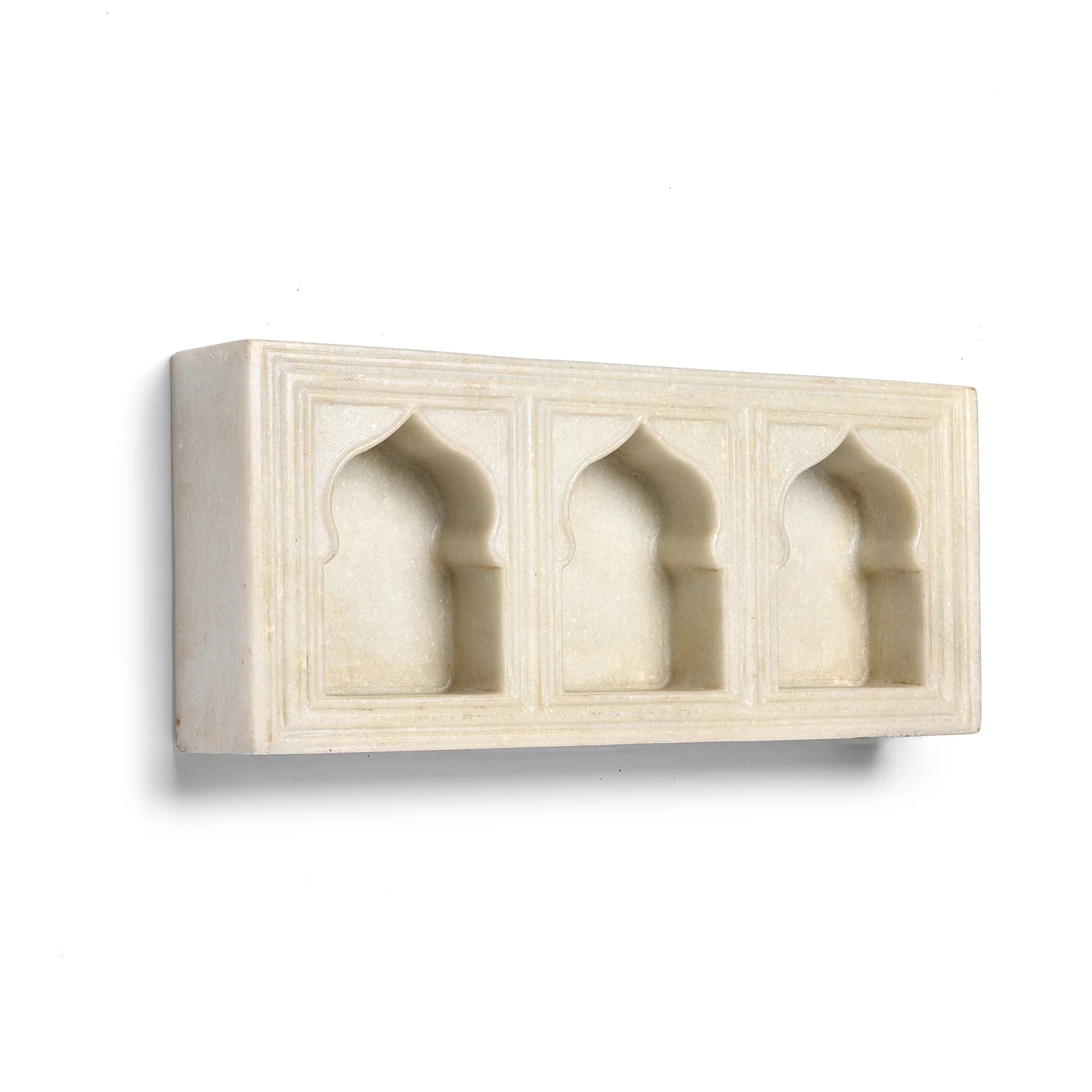 White Marble Lamp Niche (Triple) - Mughal Style - Image 3