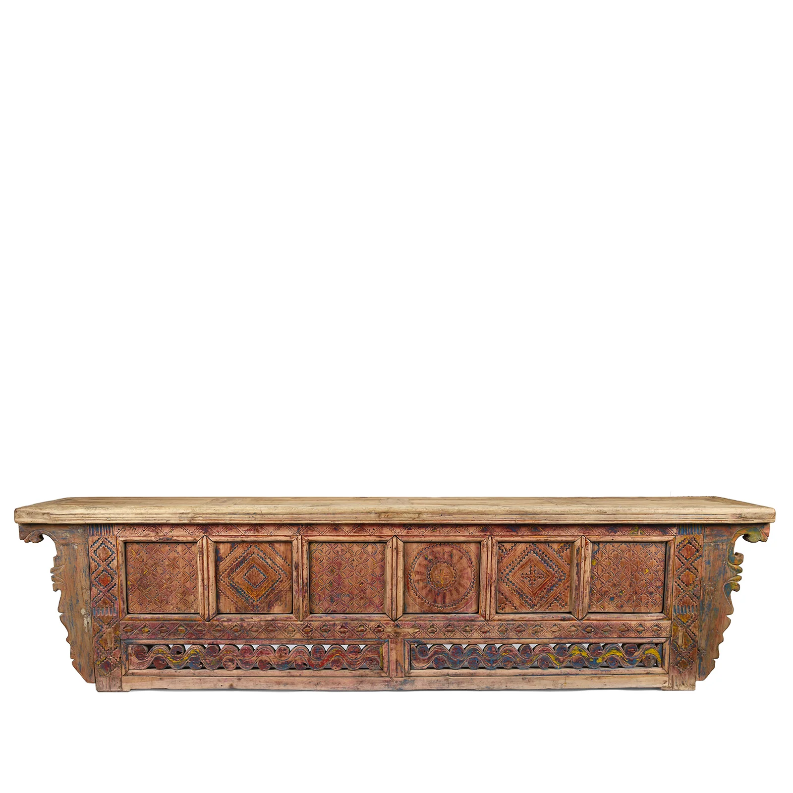 Carved Low Sideboard from Xinjiang - 19th Century