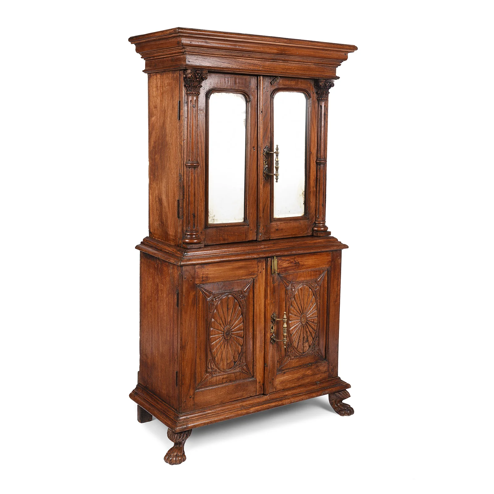 Mirrored Almirah Cabinet With Sunburst Panels - 19th Century - Image 4