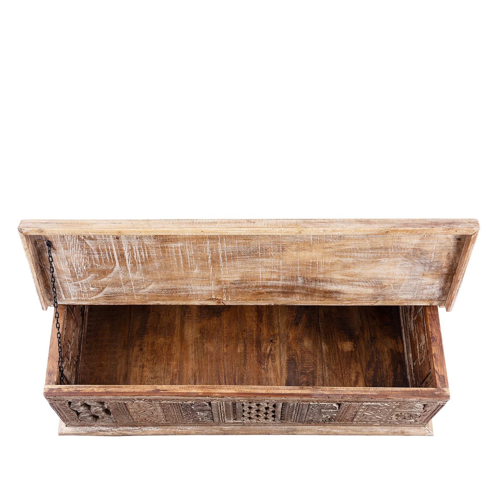 Carved Blanket Chest Made From Reclaimed Teak - Image 8